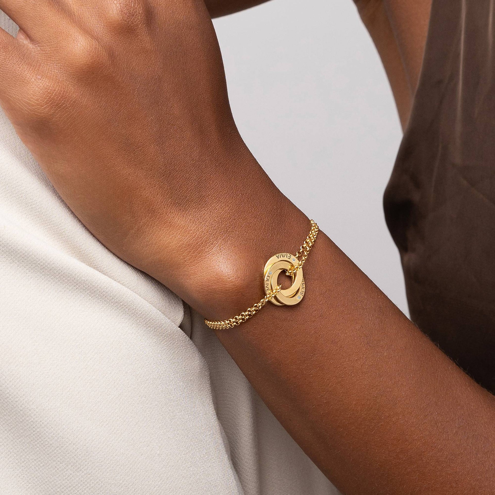 Lucy Russian Ring Bracelet with Diamond in 18K Gold Vermeil