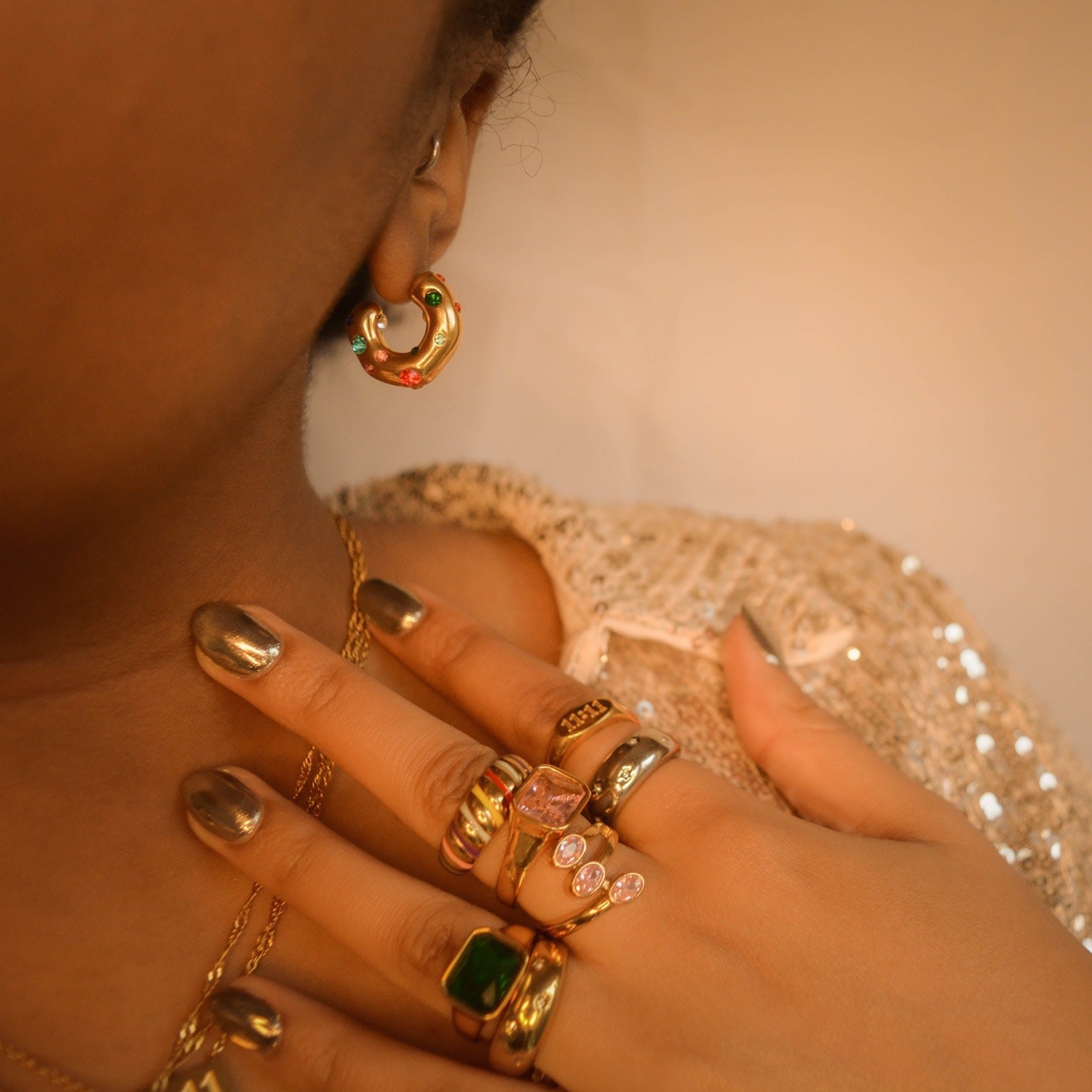 Multicoloured Gemstone Earrings