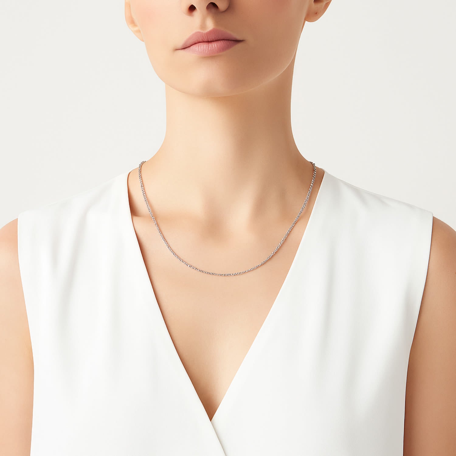 Luminous Necklace In Sterling Silver – Forty Cm Chain