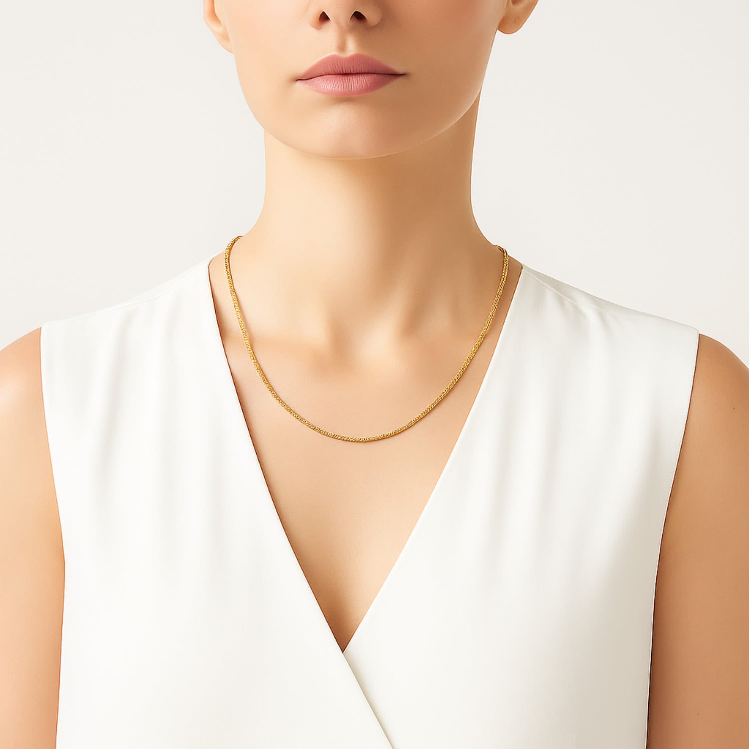 Luminous Necklace In Sterling Silver- Gold Plated– Forty Cm Chain