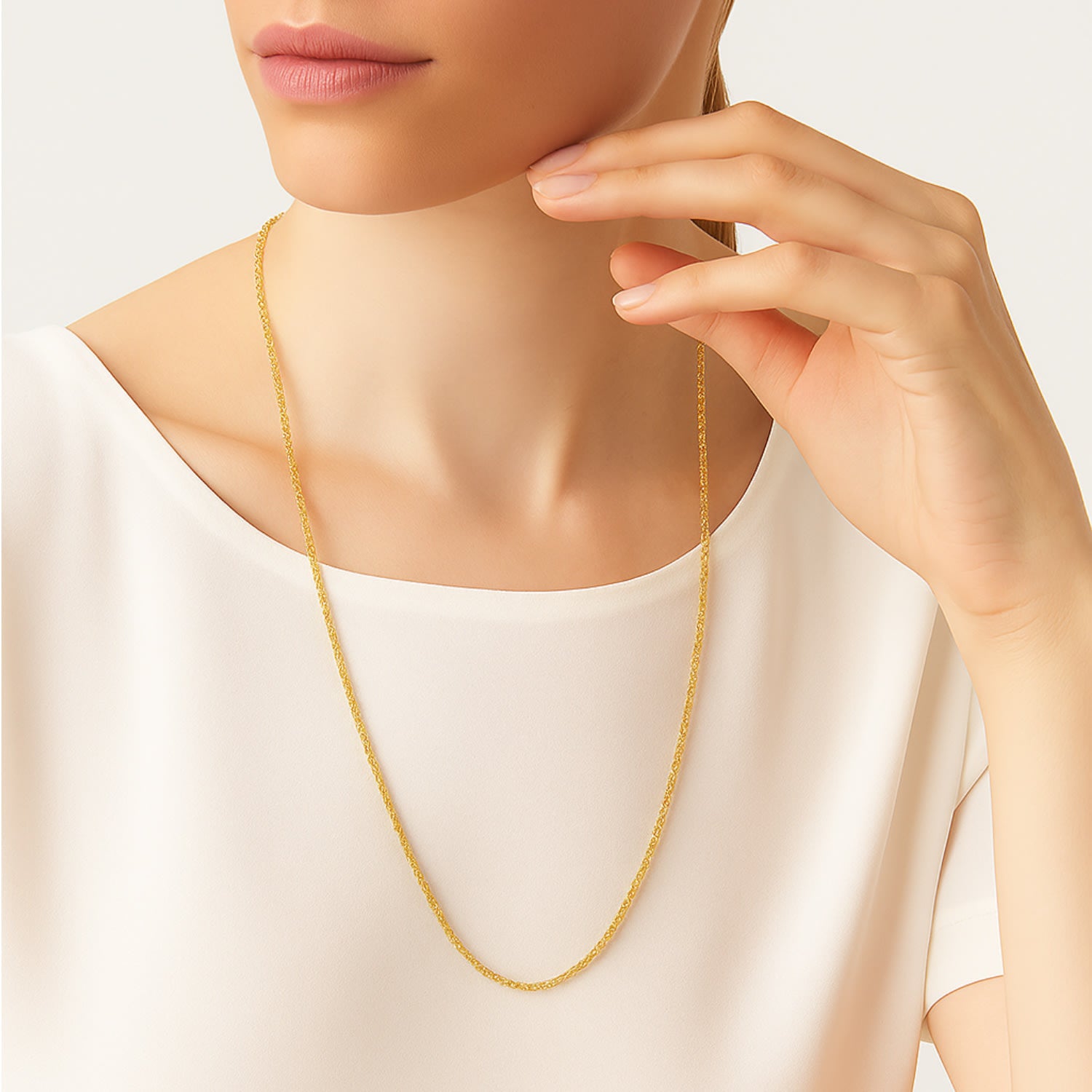 Luminous Necklace – Sixty Cm Chain- Sterlin Silver- Gold-Plated