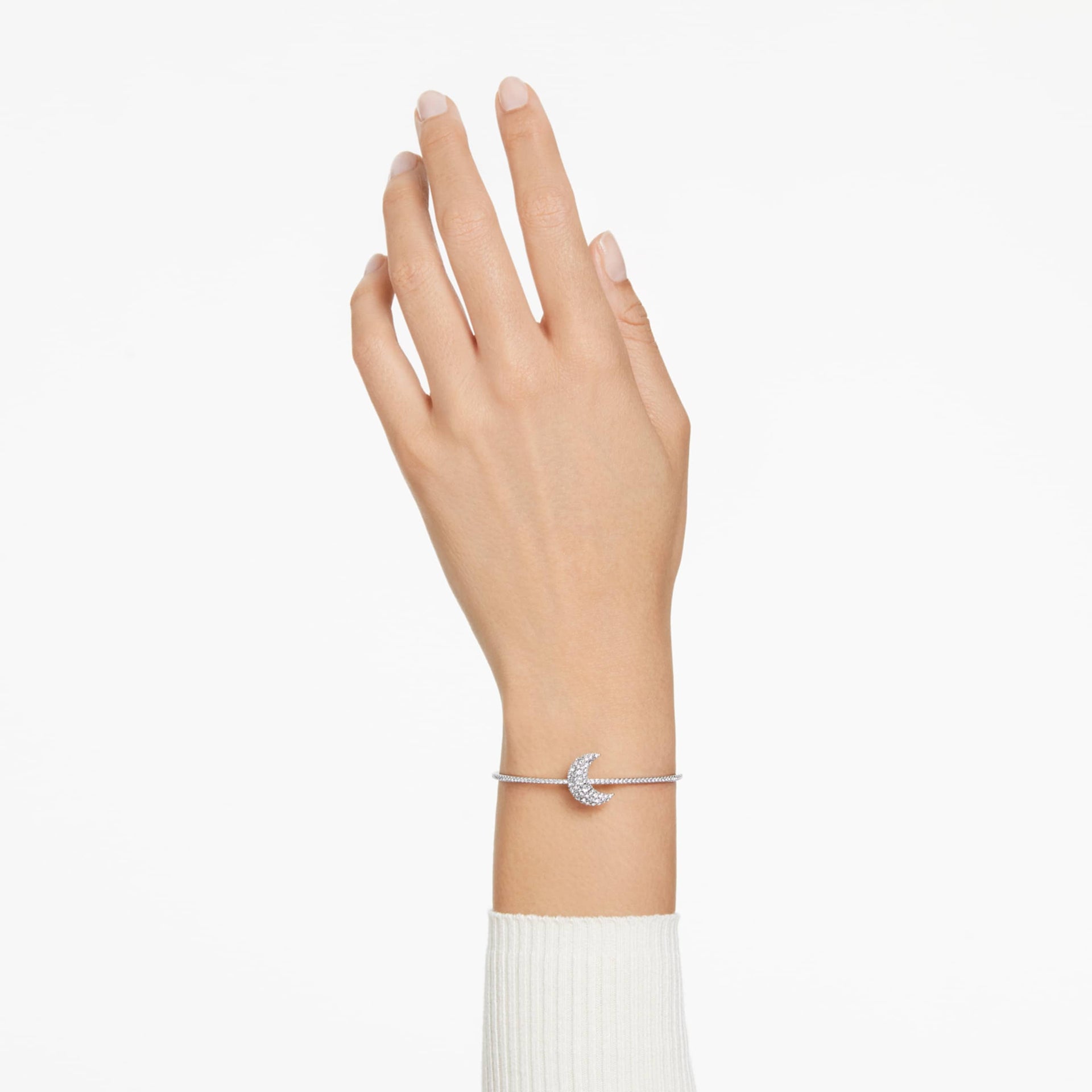 LUNA BANGLE MOON WHITE RHODIUM PLATED