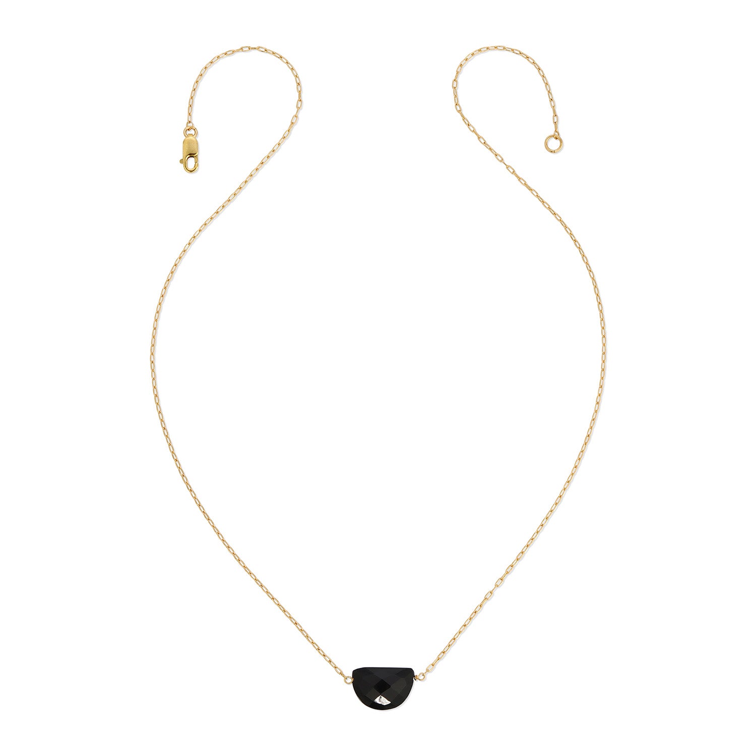 Luna Moon Shaped Gemstone Necklace - Gold-Filled - Black Onyx