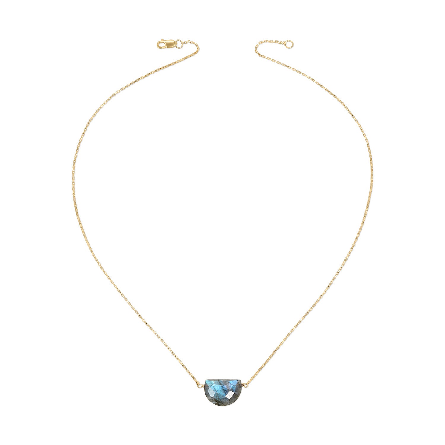 Luna Moon Shaped Gemstone Necklace - Gold-Filled - Labradorite