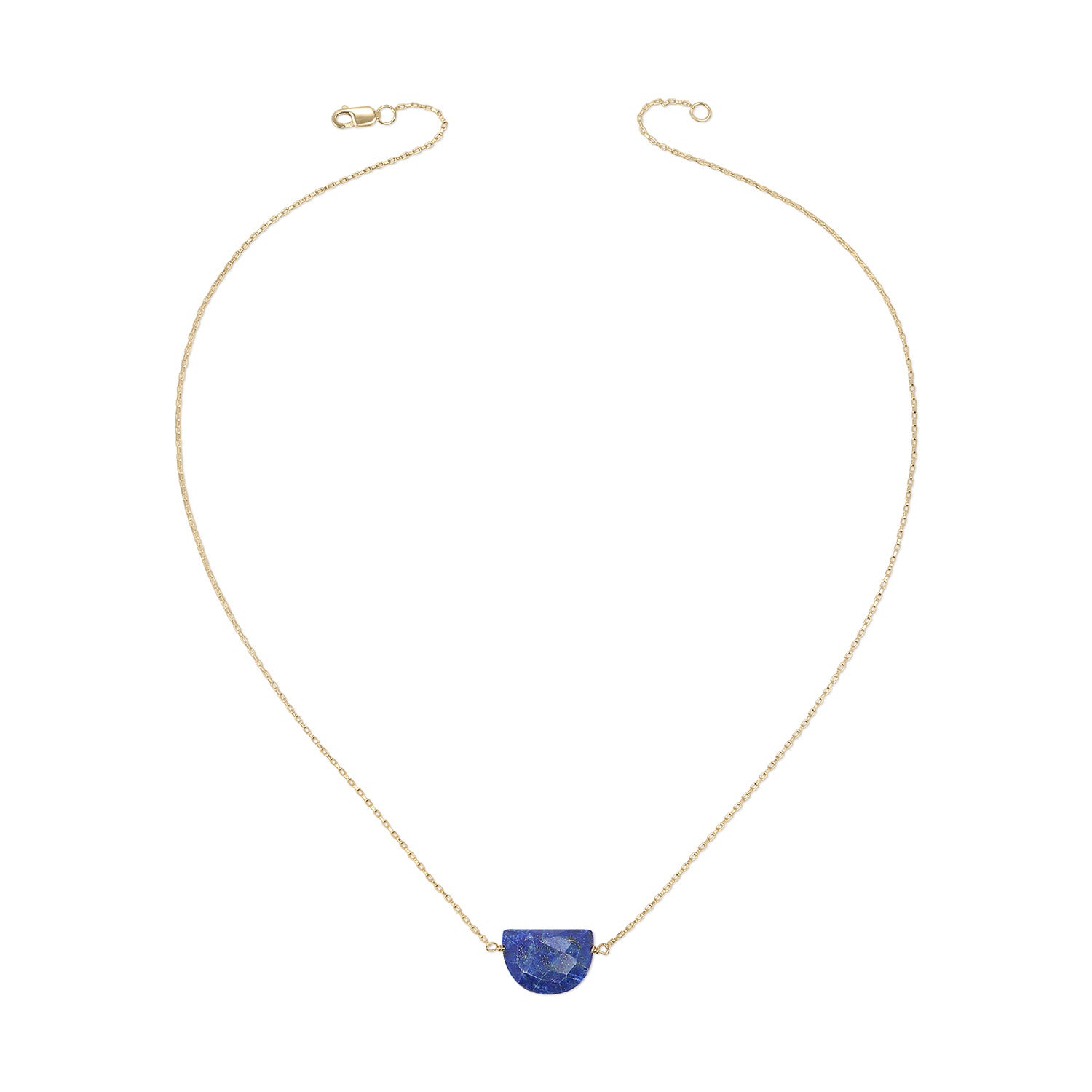 Luna Moon Shaped Gemstone Necklace - Gold-Filled - Lapis Lazuli