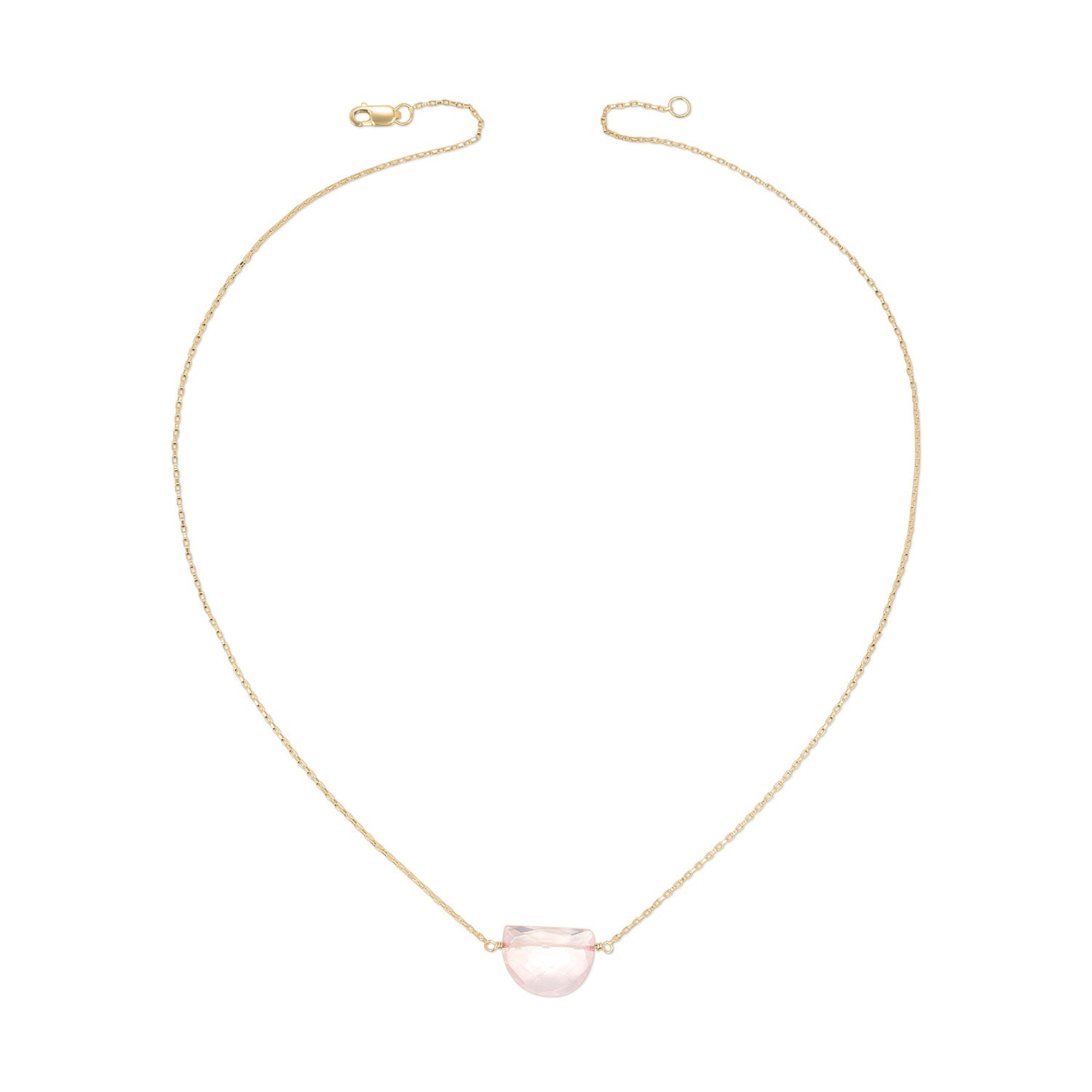 Luna Moon Shaped Gemstone Necklace - Gold-Filled - Rose Quartz