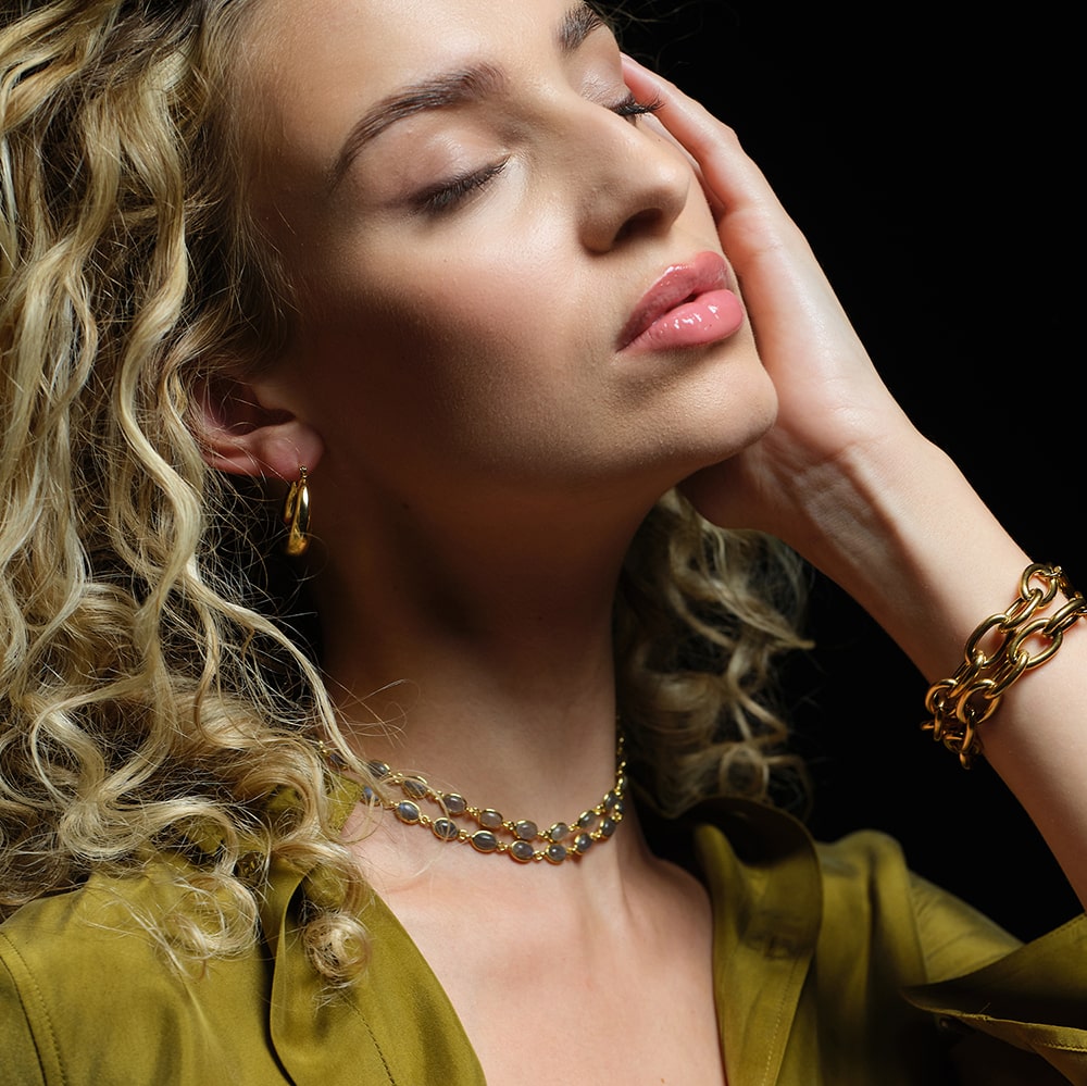 Luna Labradorite Gold Chain Necklace