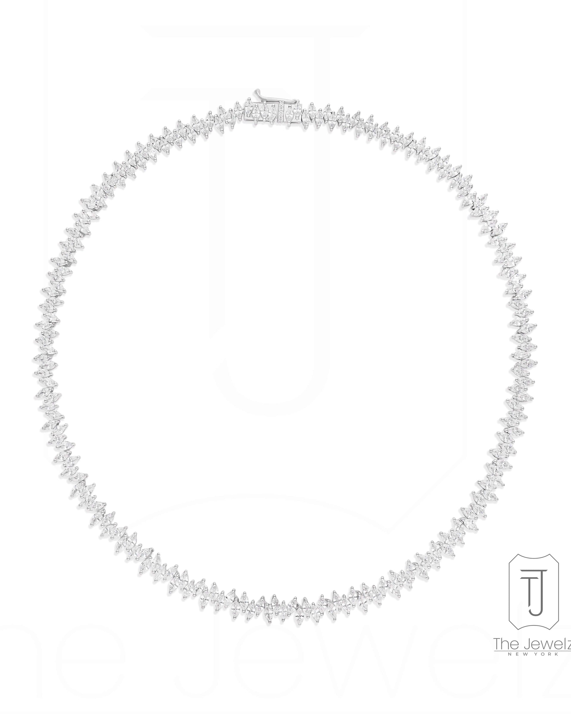 Luna Marquise Tennis Necklace In Sterling Silver
