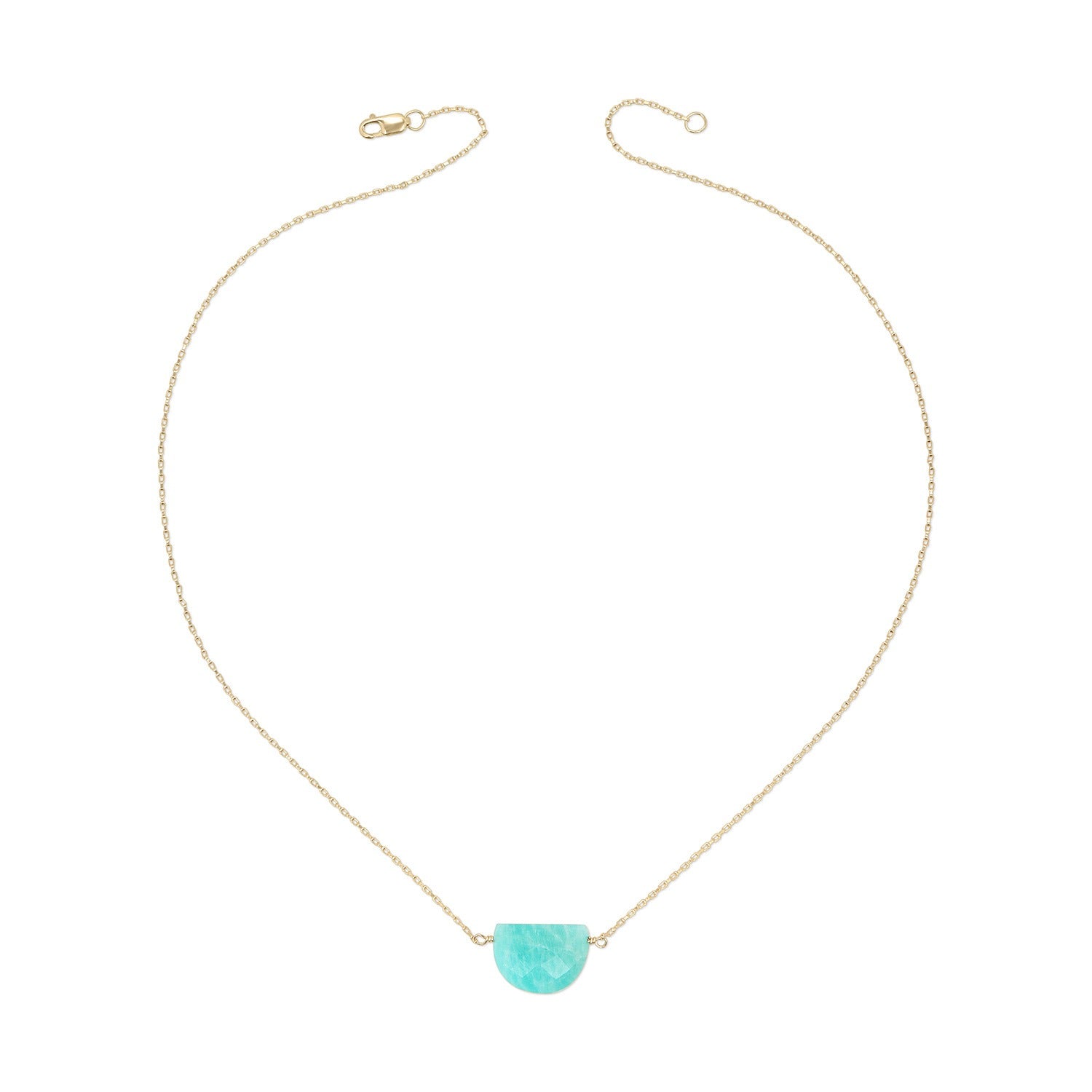Luna Moon Shaped Gemstone Necklace - Gold-Filled - Amazonite