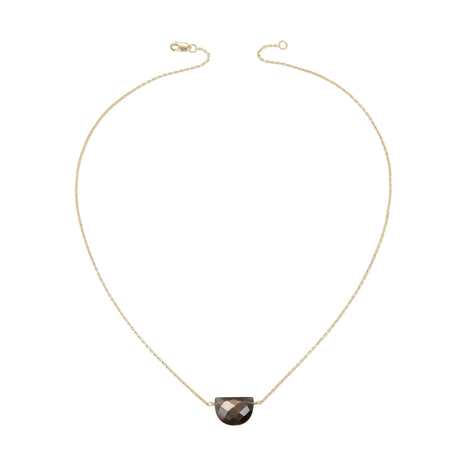 Luna Moon Shaped Gemstone Necklace - Gold-Filled - Grey Moonstone