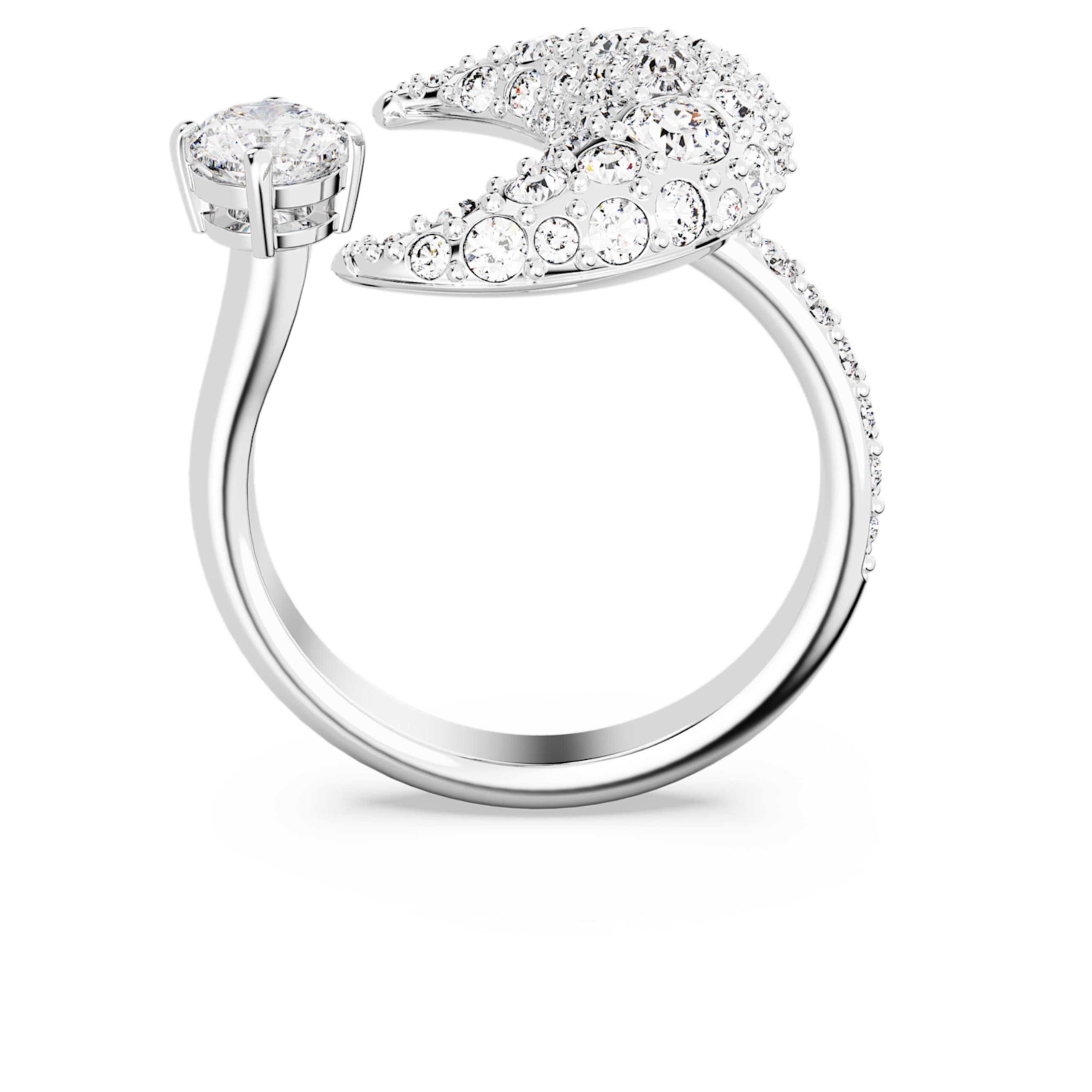 LUNA OPEN RING MOON WHITE RHODIUM PLATED