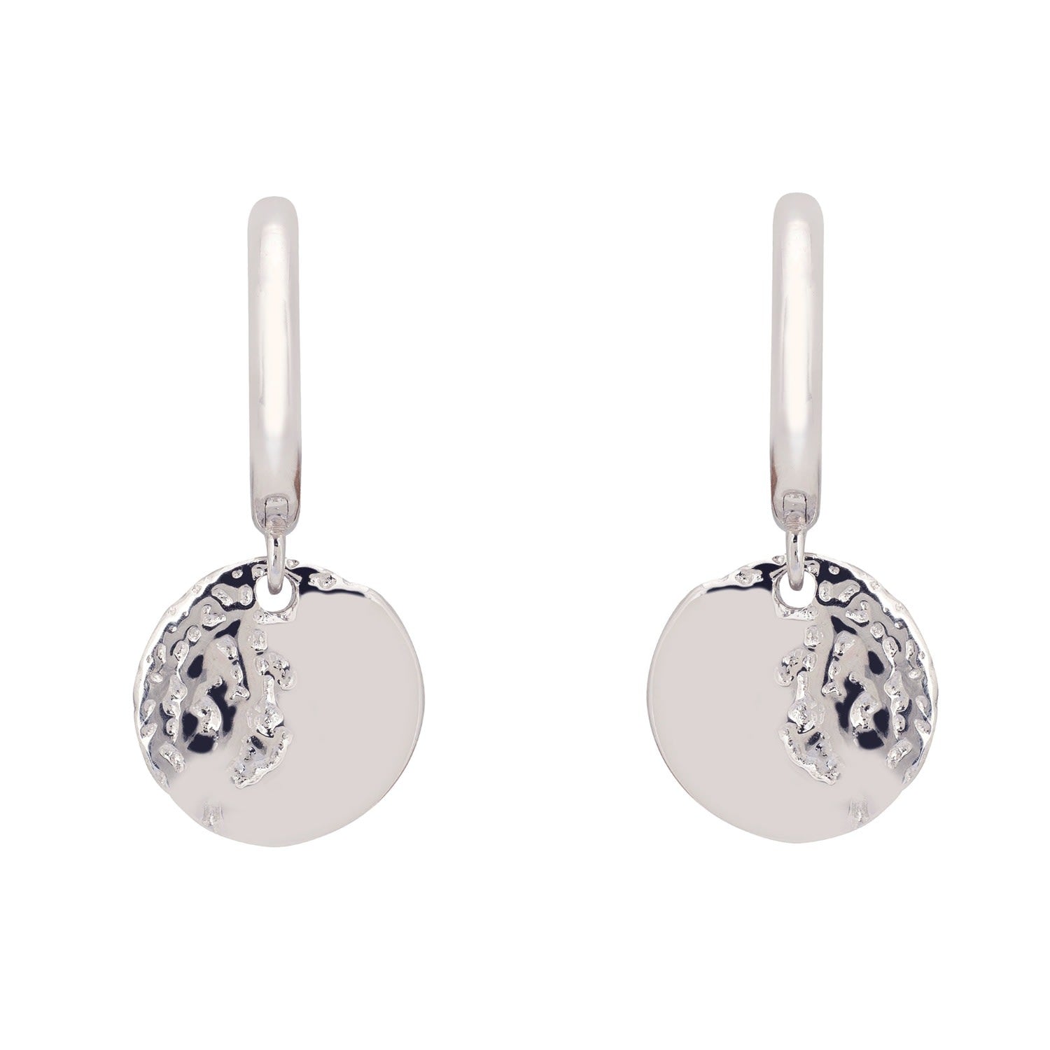 Lunar Moon Huggie Hoop Earrings Silver