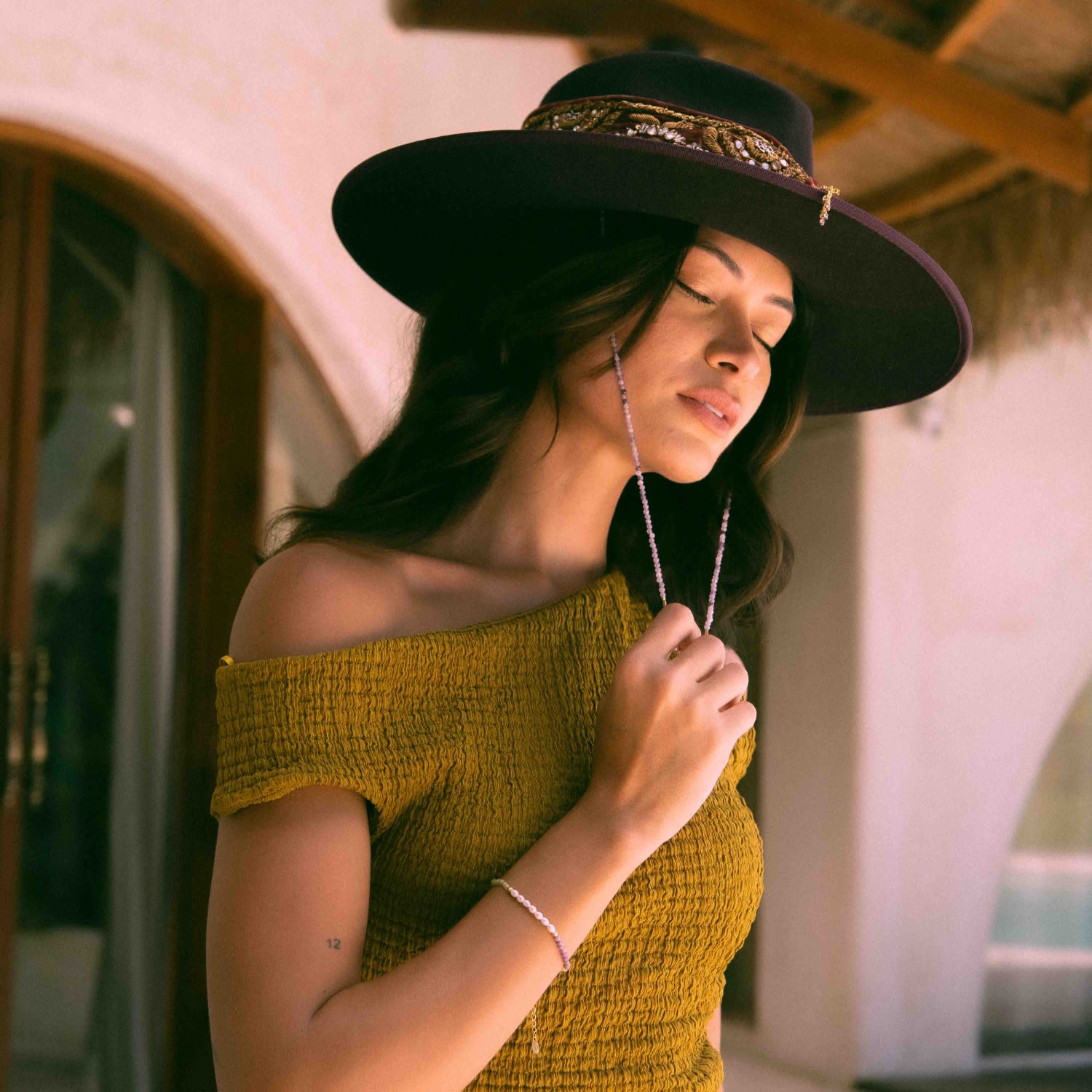 Lunari Purple Mica & Pearl Beaded Bracelet