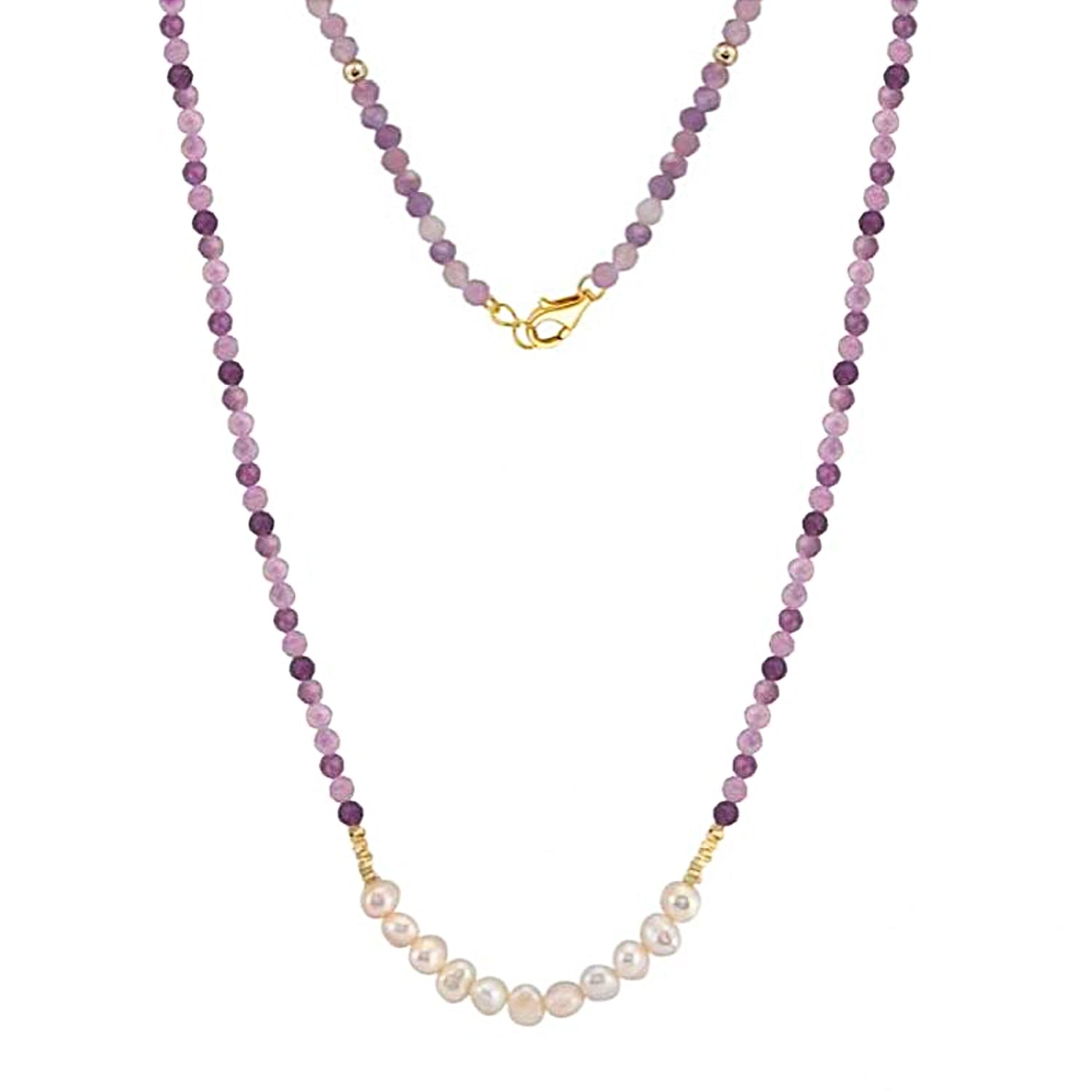 Lunari Purple Mica & Pearl Beaded Necklace