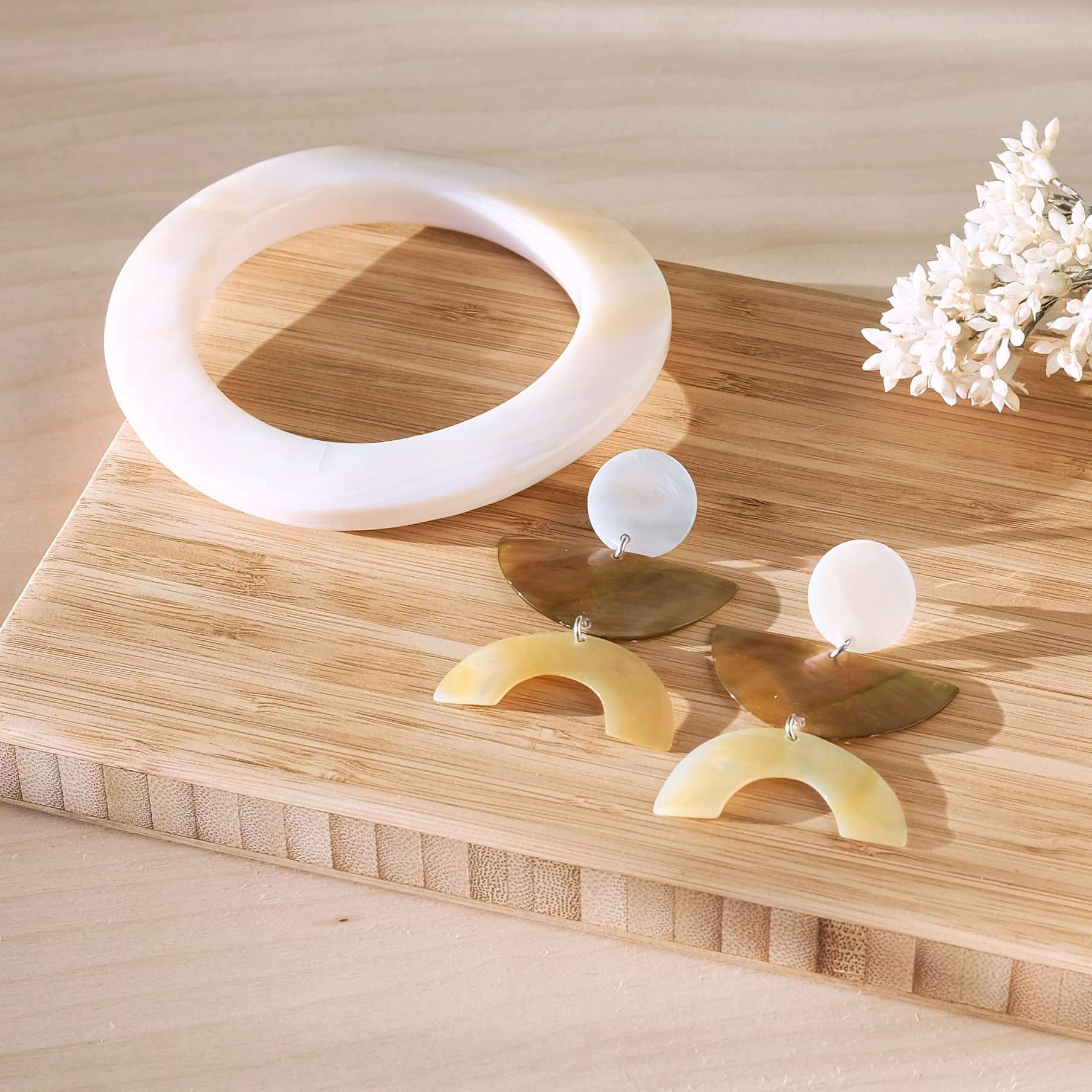 Light Tricolor Long Geometric Earrings - Dangle Earrings