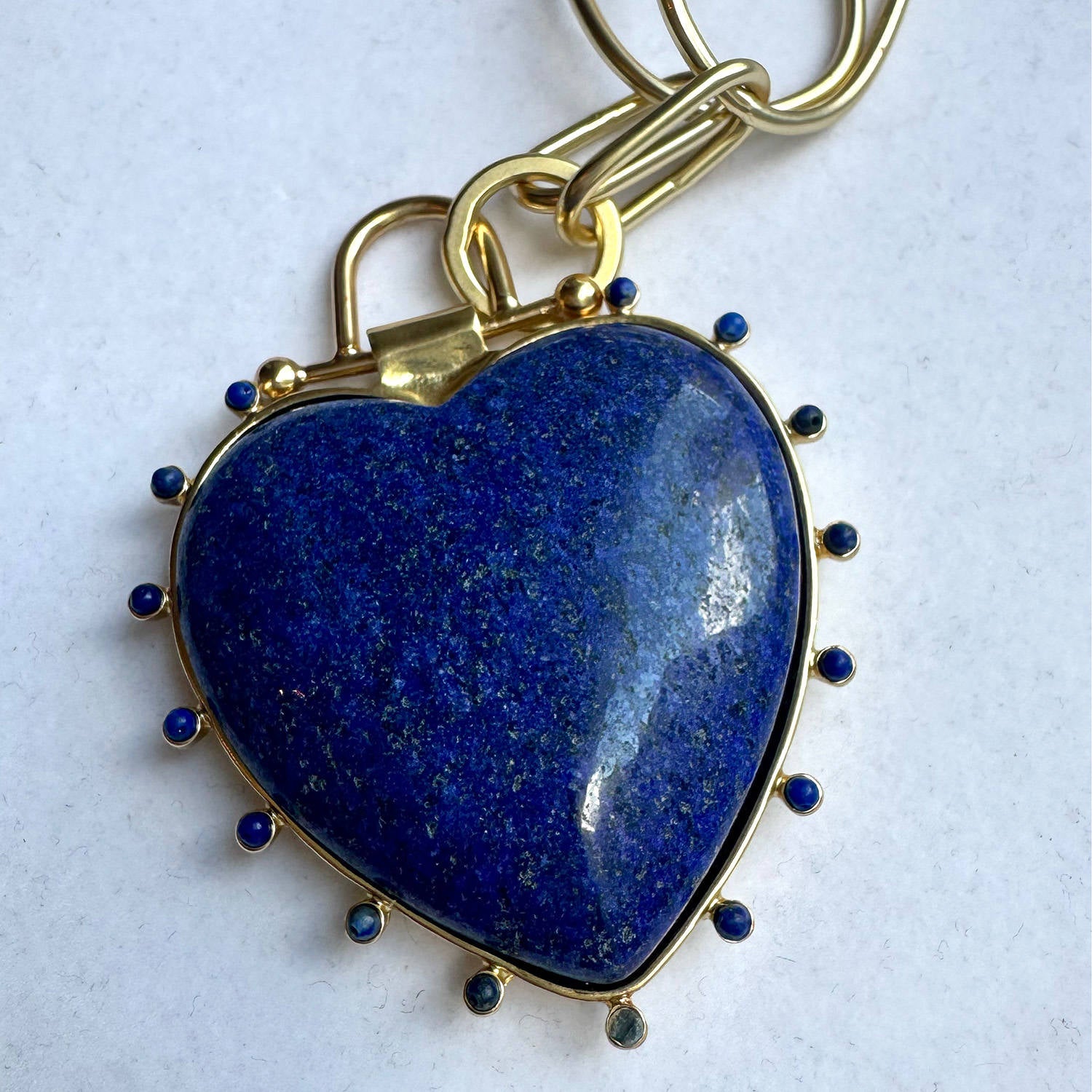 Luxe Lapis Heart Beaded Pendant Necklace