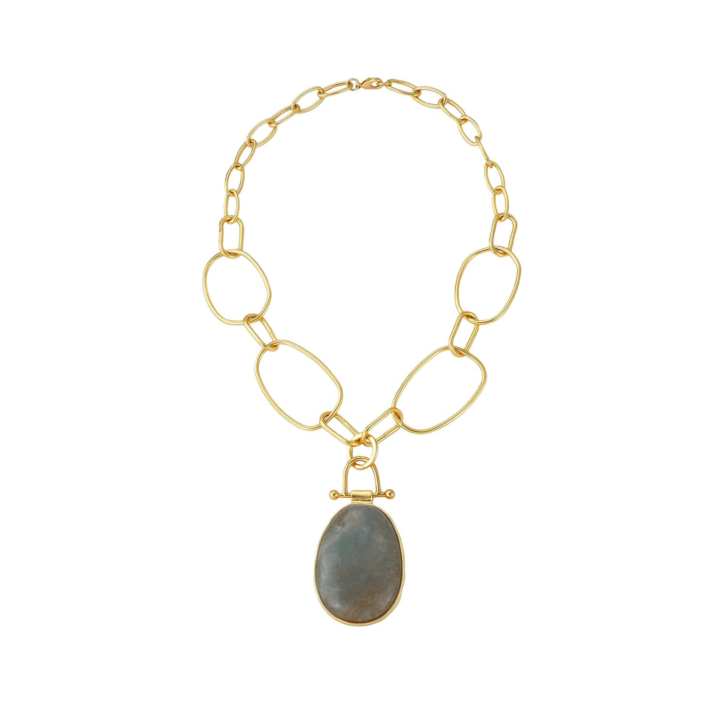 Luxe Oval Labradorite Pendant Chain Necklace