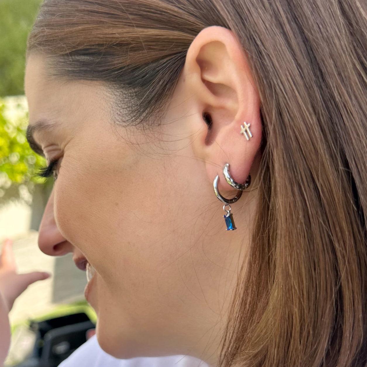 Wave Silver Waterproof Huggie Hoop Earrings