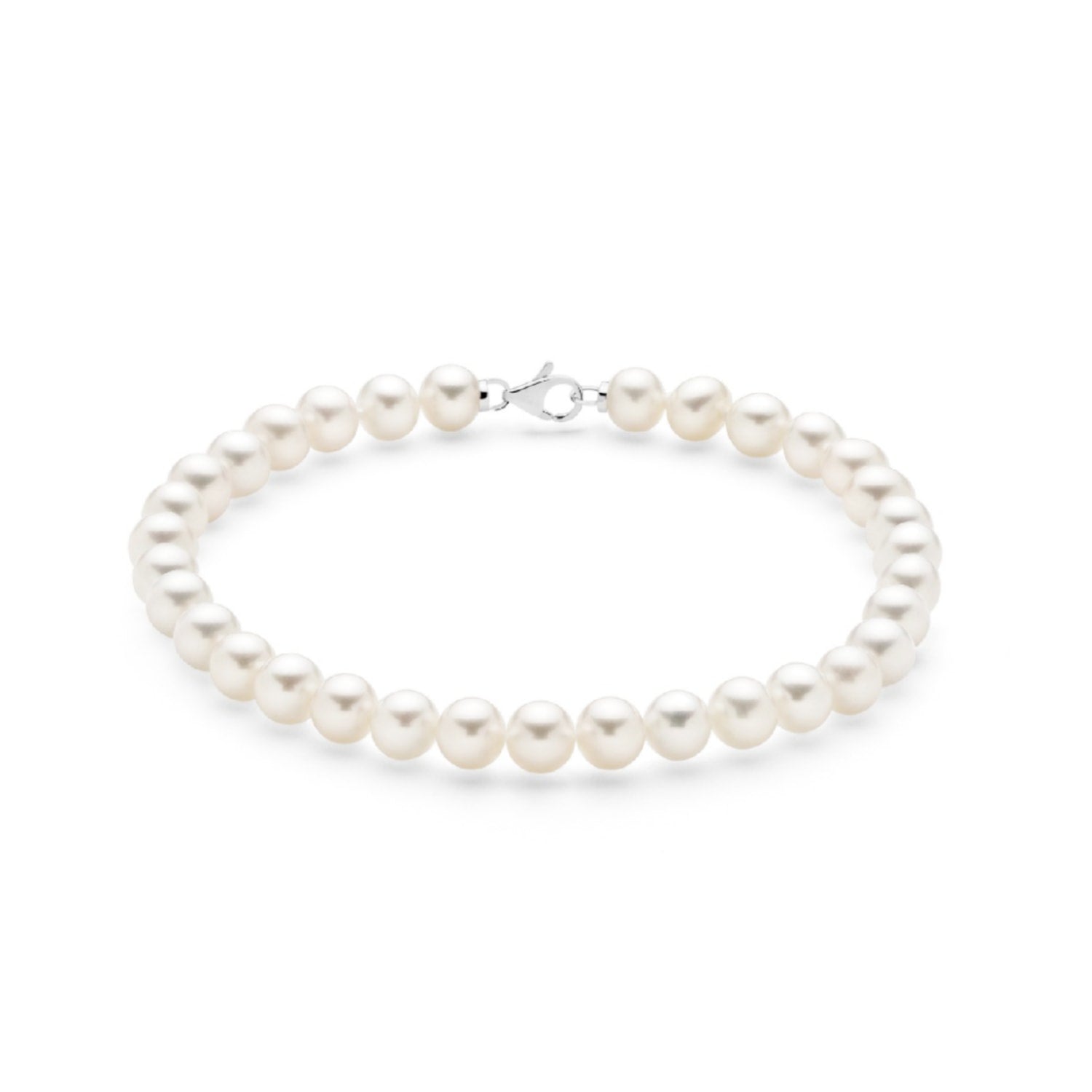 Luxurious Six Millimeters Freshwater Pearl Bracelet With Eighteen Kt White Gold Clasp - Timeless Sophistication