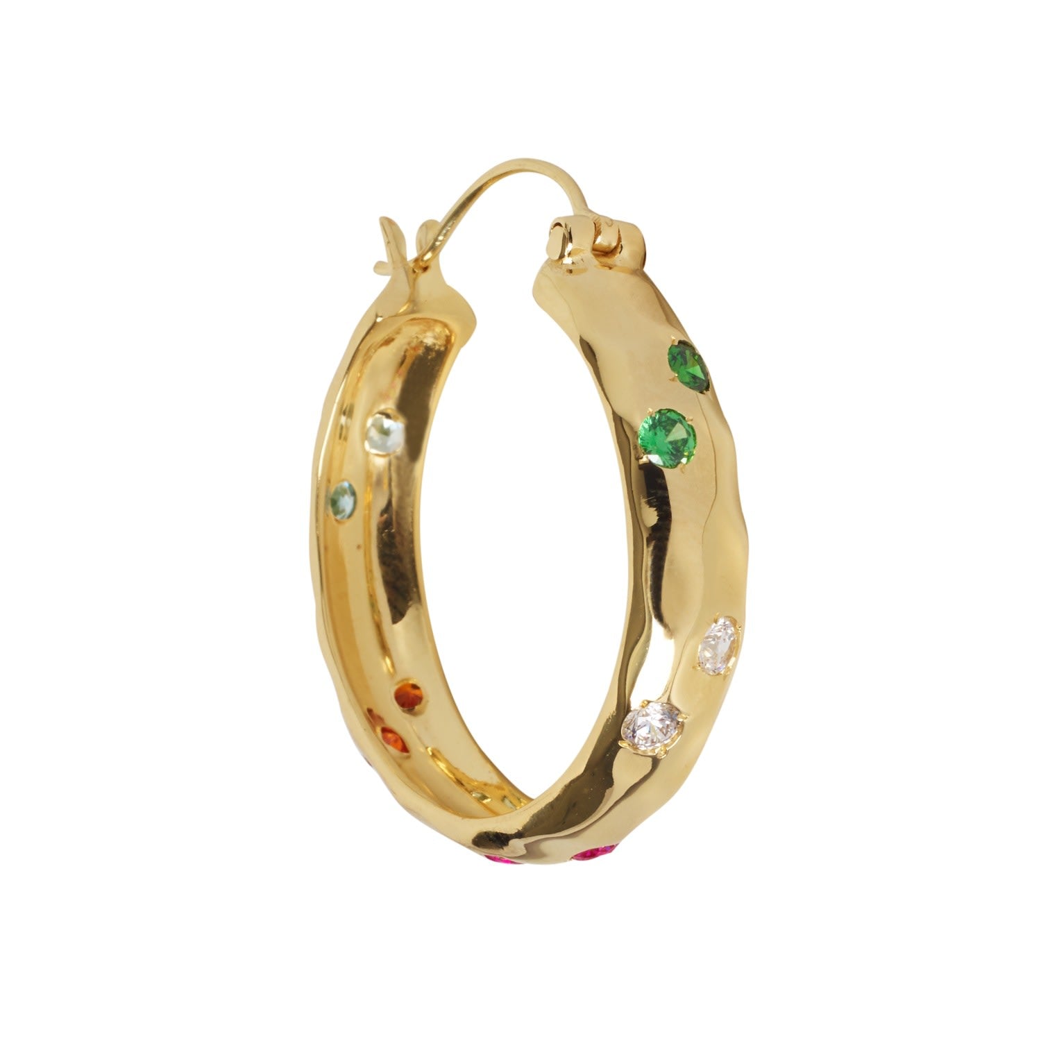 Luxury Rainbow Jewel Gold Hoop Earrings