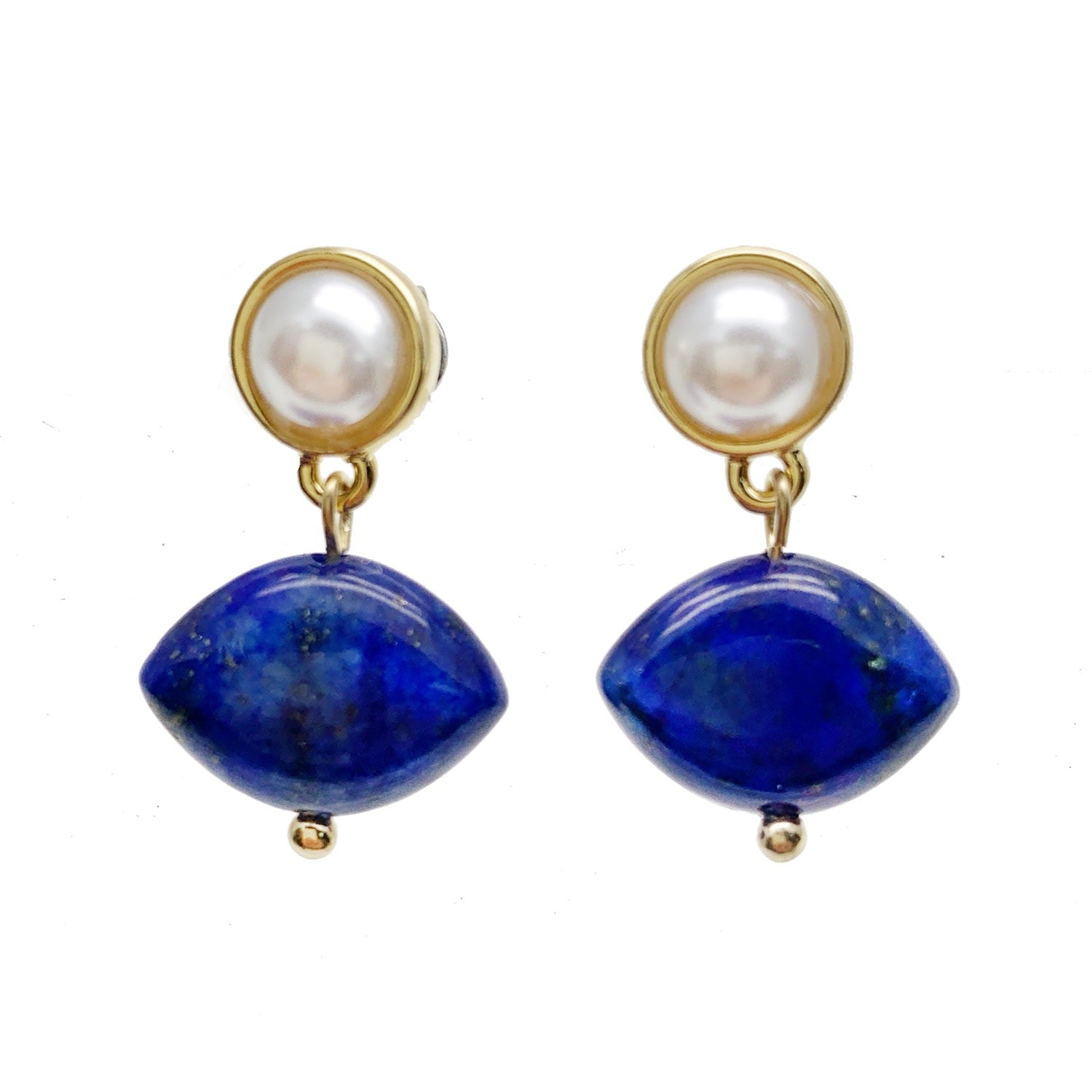 Simple Lapis Stones Dangle Earrings