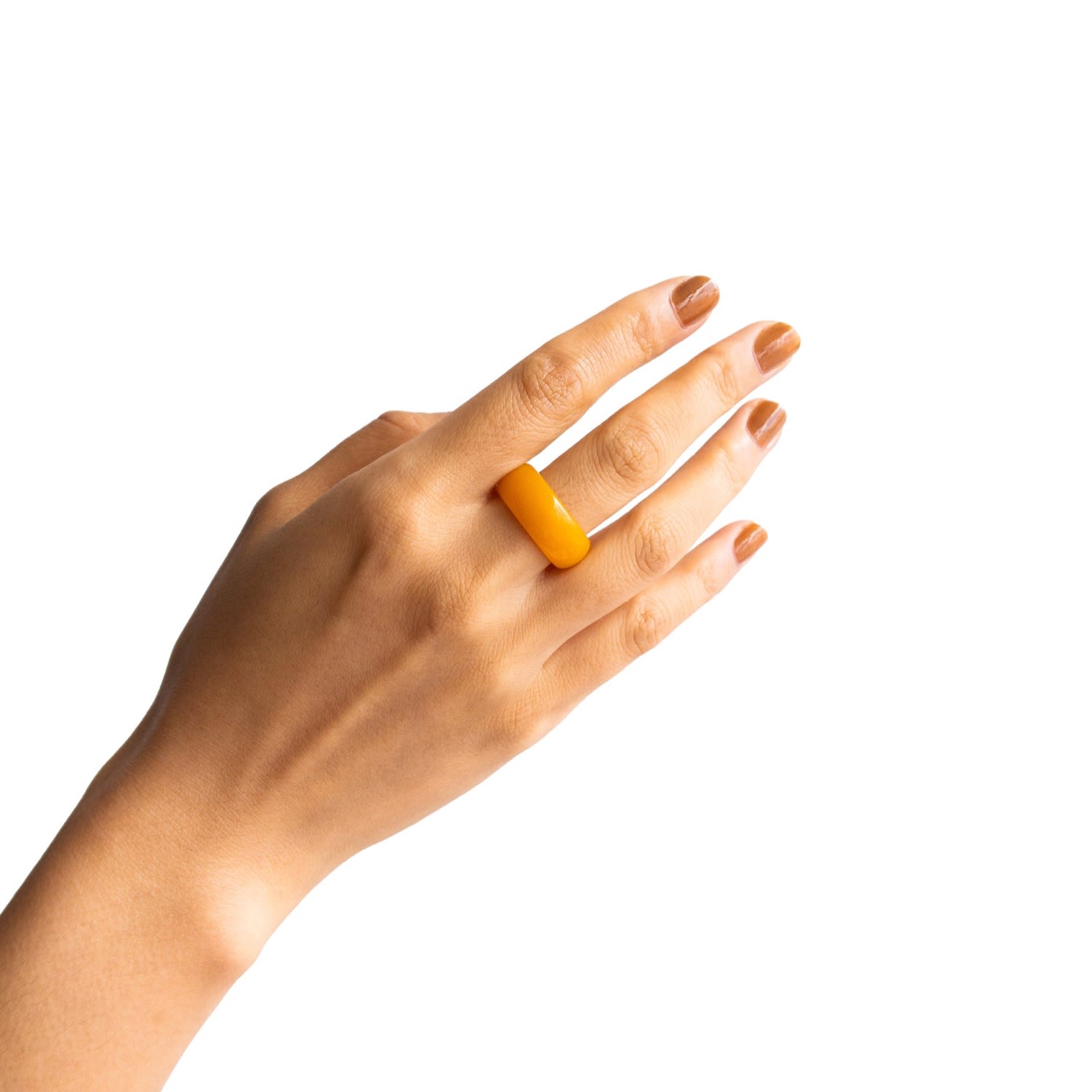 Mandarin Orange Jade Stone Ring