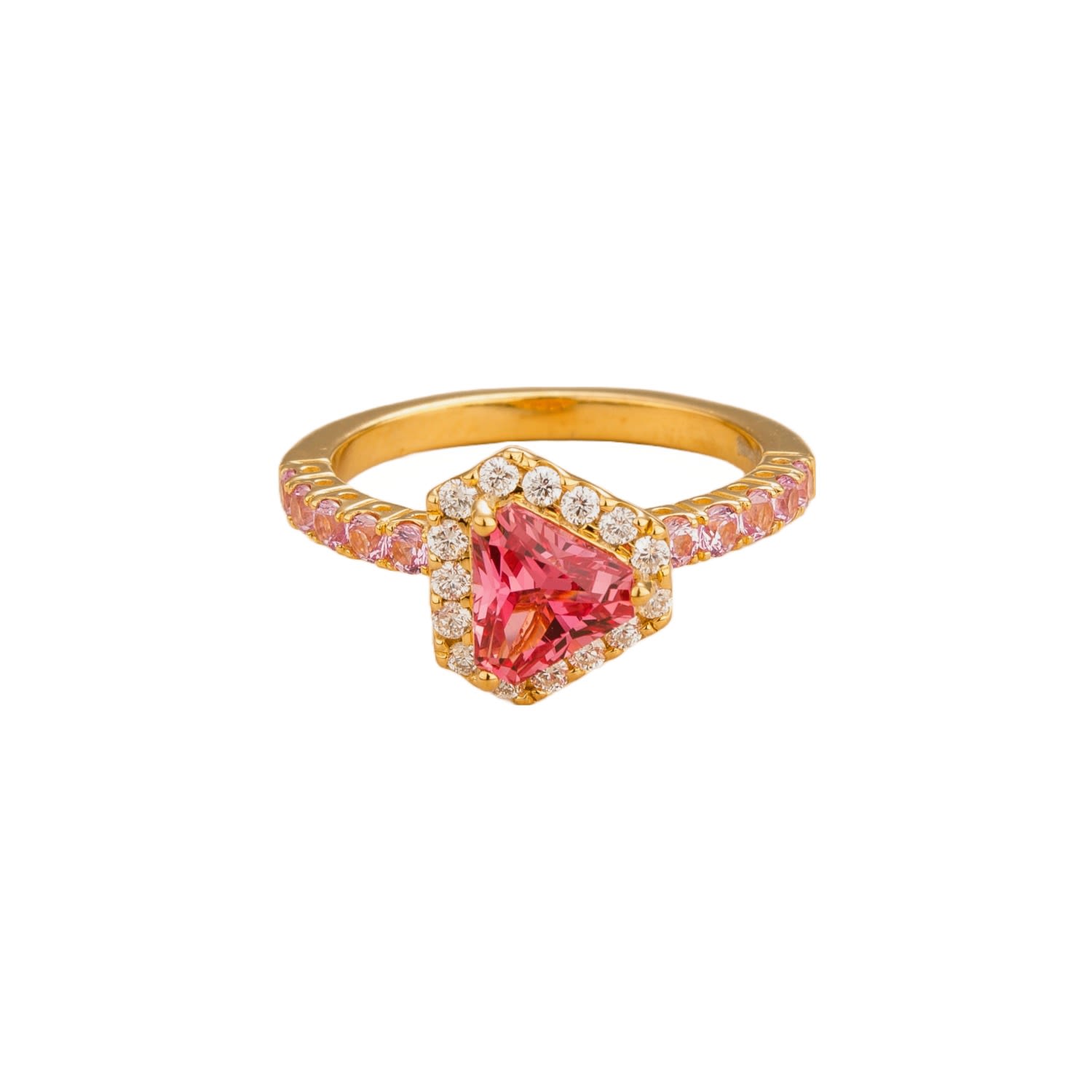 Diana Gold Ring With Padparadscha, Pink Sapphires & Diamonds