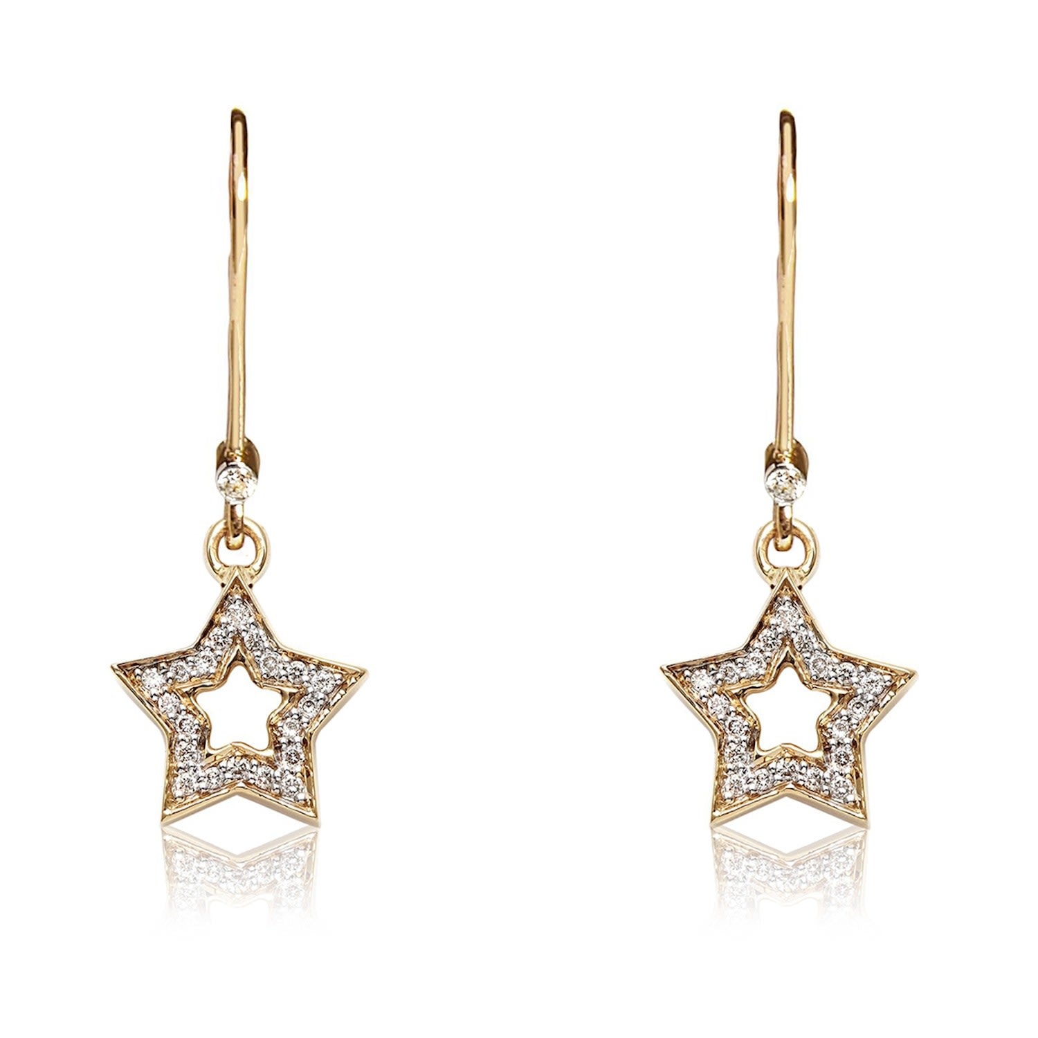 Dangly Starry Earrings In Yellow Gold