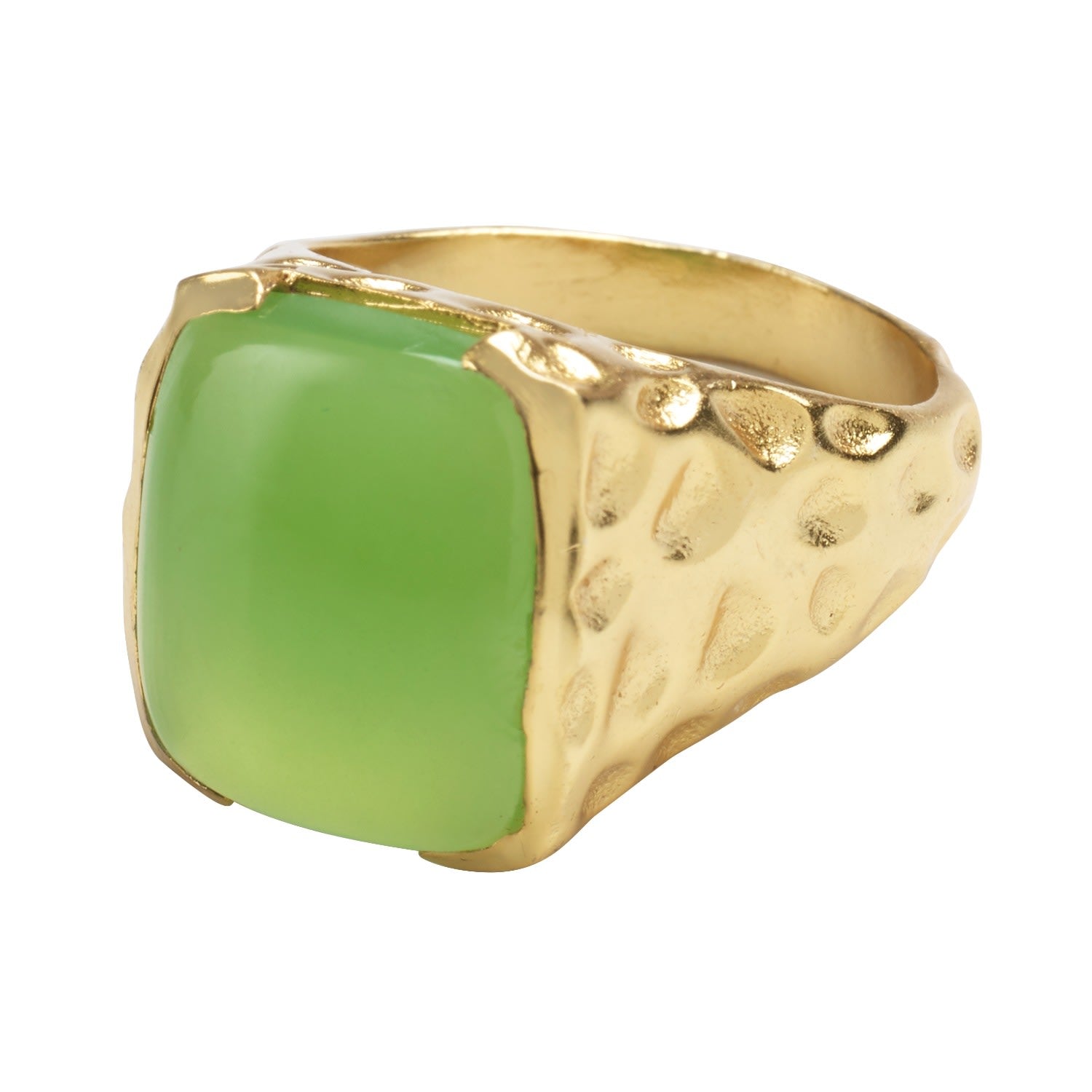 Happy' Prehnite Green Gemstone Gold Ring