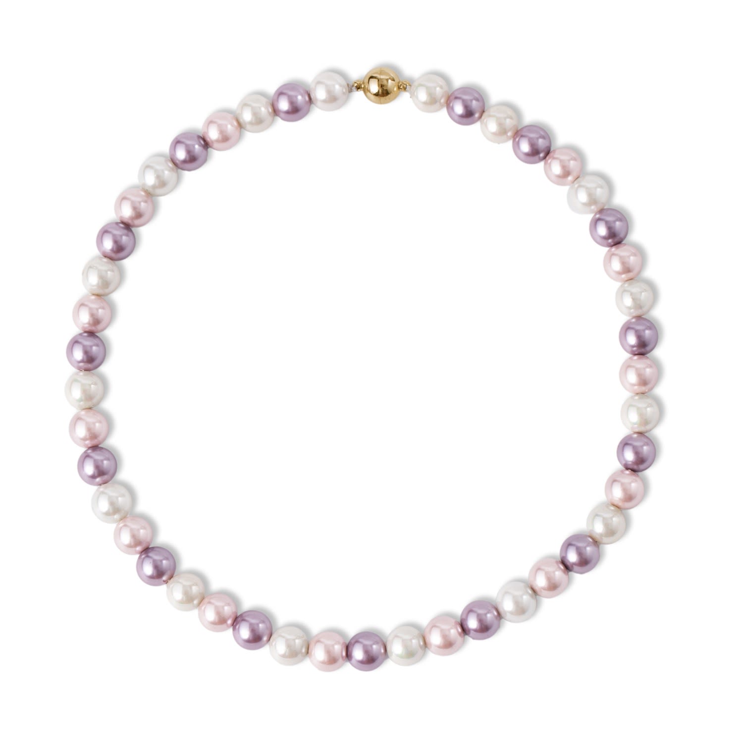 Lydia Purple Shell Pearl Strand Choker Necklace-Gold
