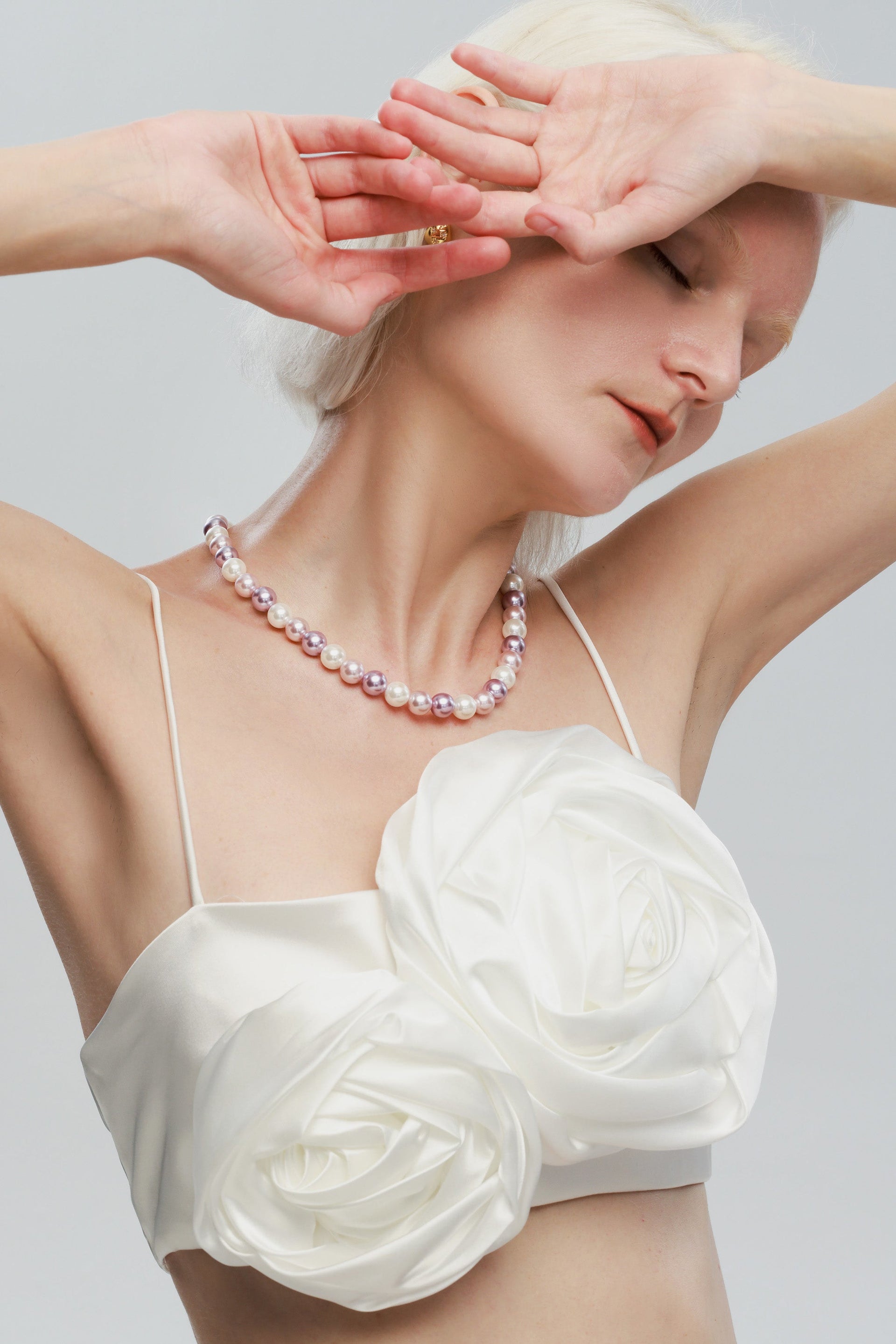 Lydia Purple Shell Pearl Strand Choker Necklace-Gold