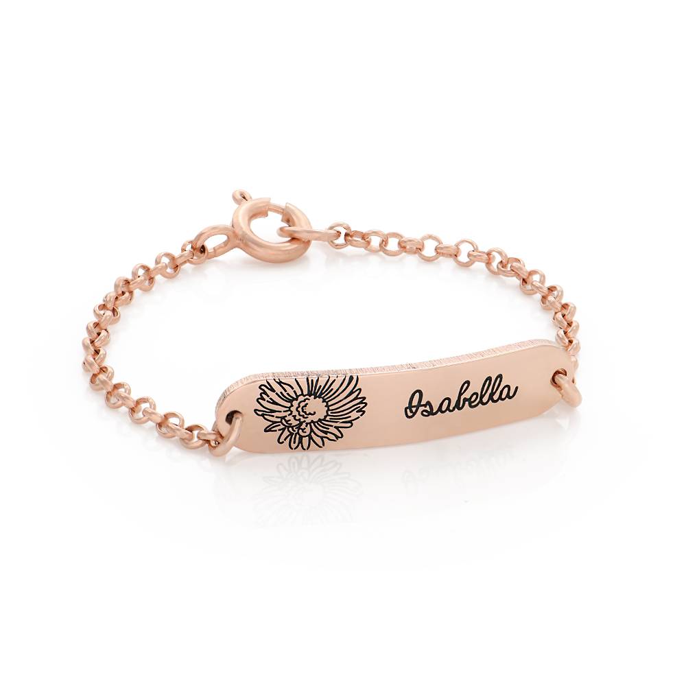 Lyla Baby Name Bracelet with Birth Flower in 18K Rose Gold Plating