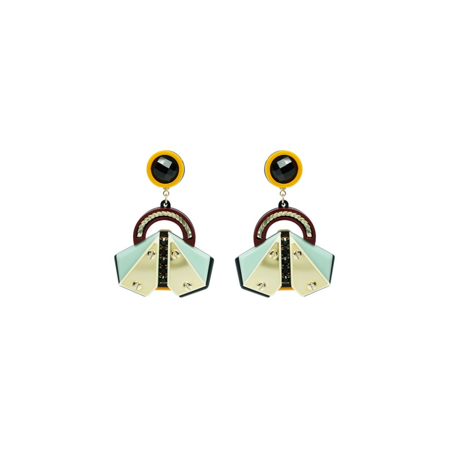 Acrylic Handmade Earring Papaloti / Mustard