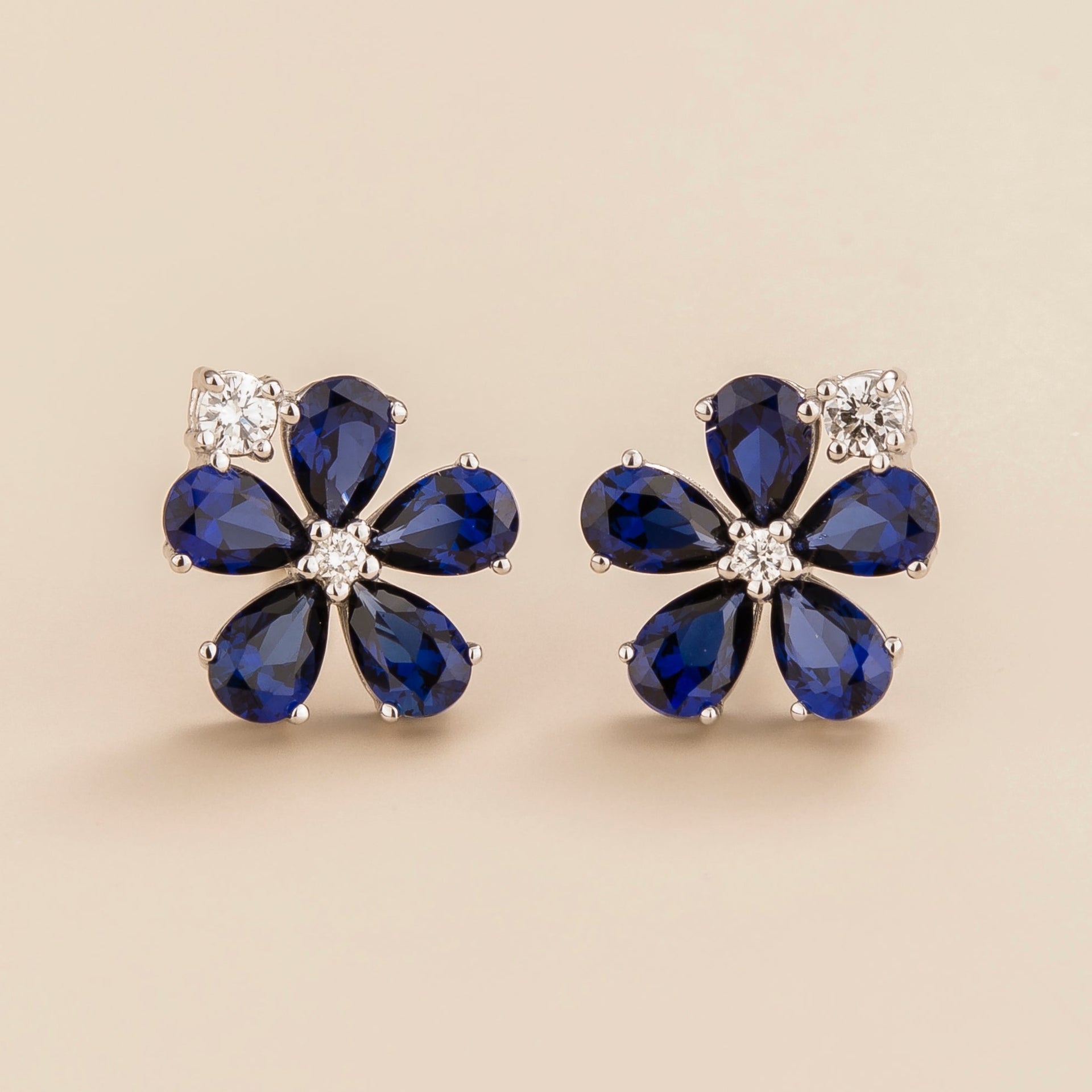 Florea White Gold Earrings Blue Sapphires & Diamonds