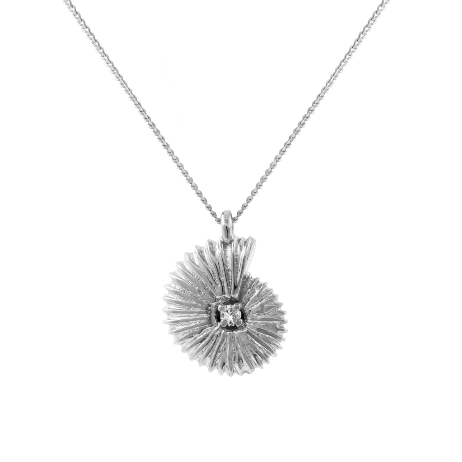 Ammonite Diamond Necklace - Silver