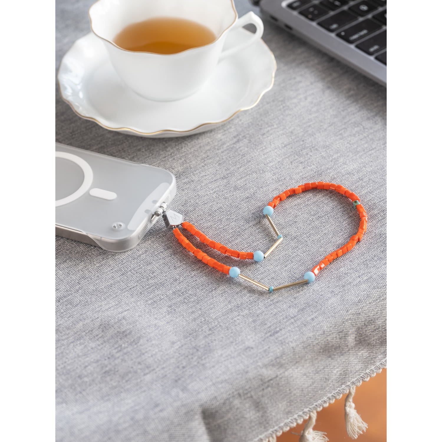 M Beads Phone Bracelet - Coral