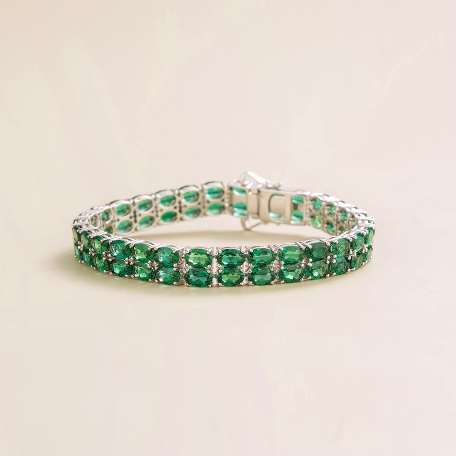 Salto Double Tennis Bracelet In Emerald