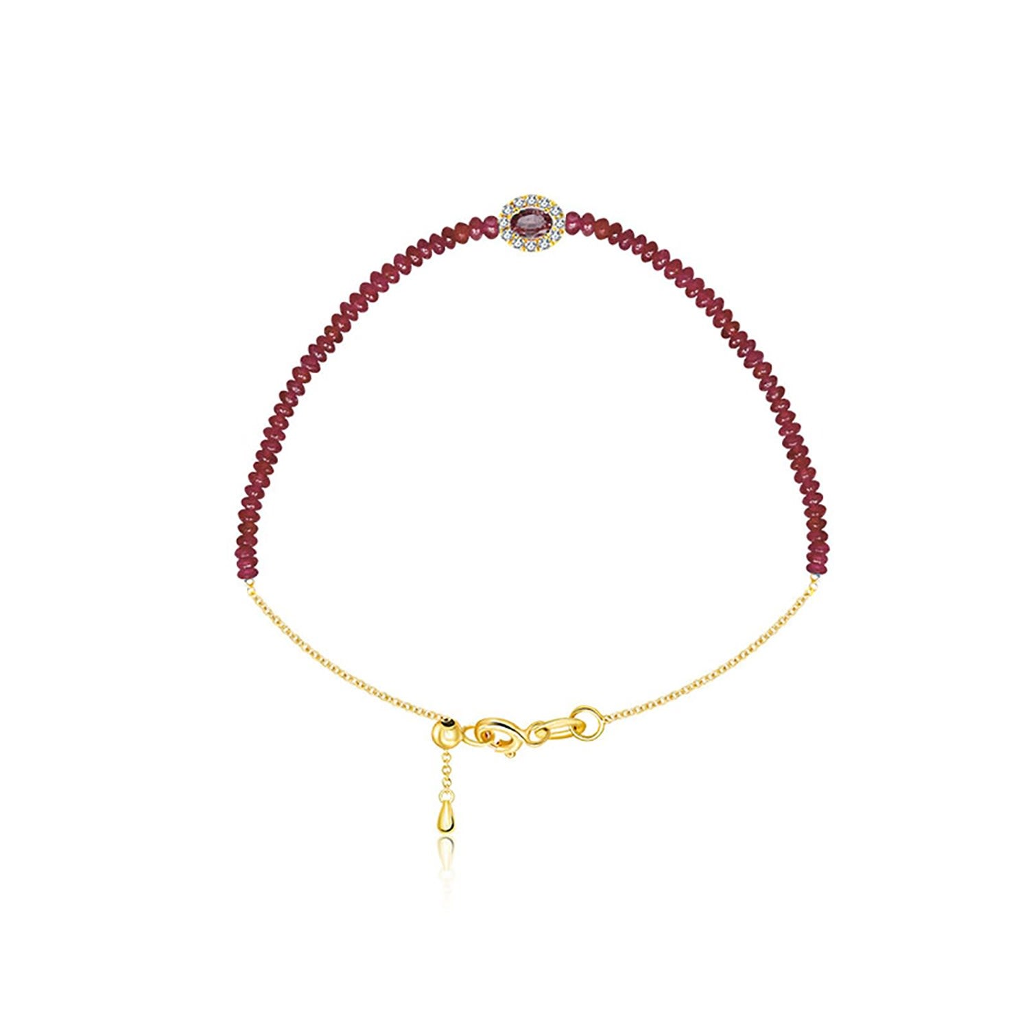 18K Yellow Gold Ruby Bead Bracelet