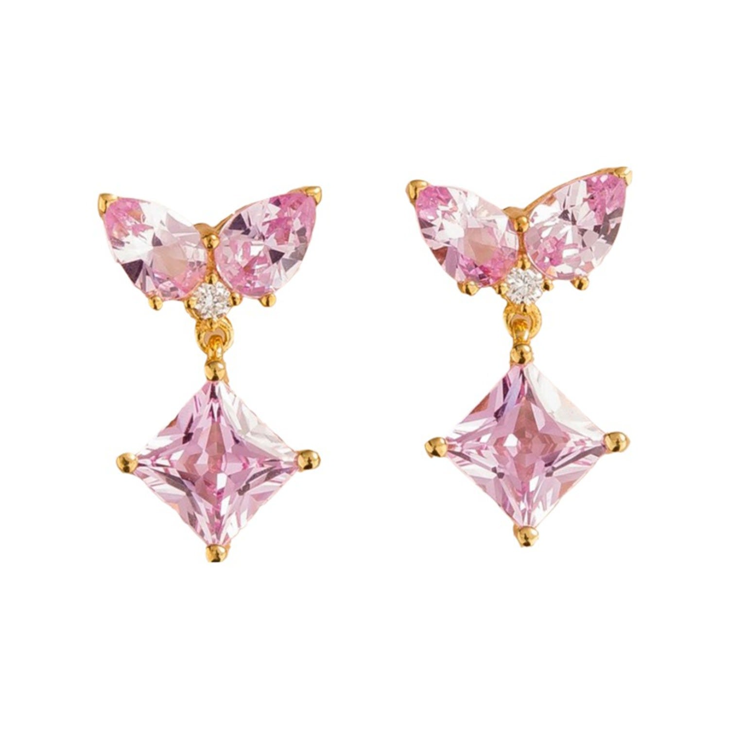 Amore Gold Earrings Pink Sapphire & Diamonds