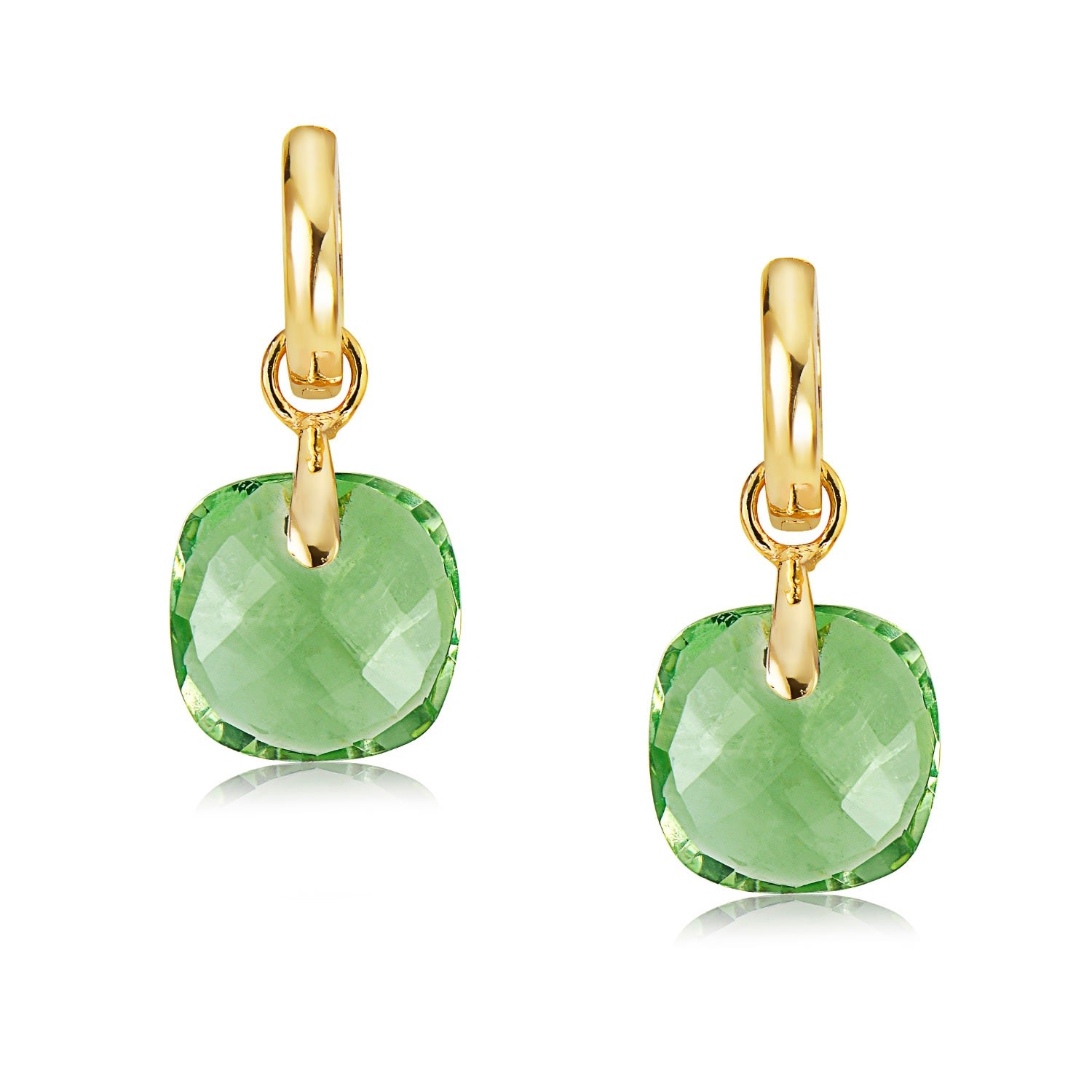 18K Gold Plated Hoops - Gold & Green