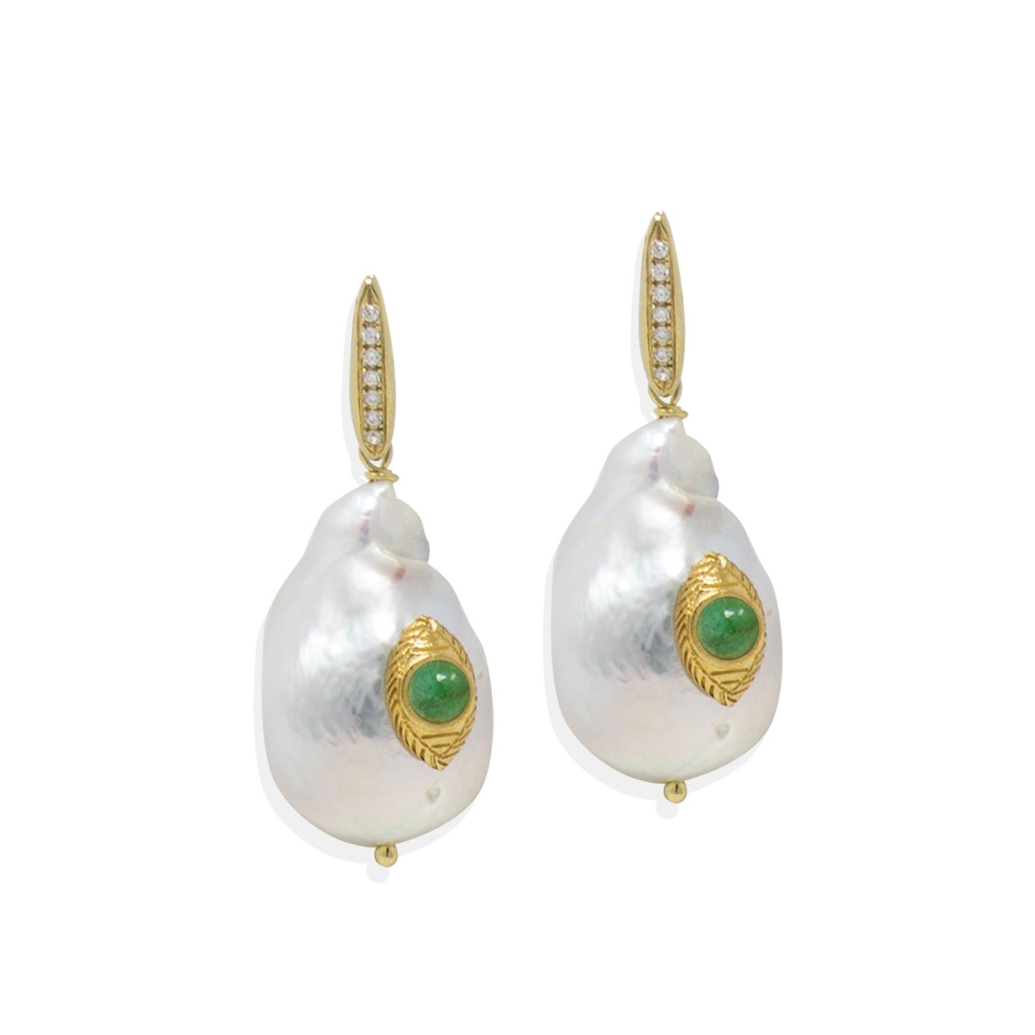 The Eye Pearl & Emerald Earrings