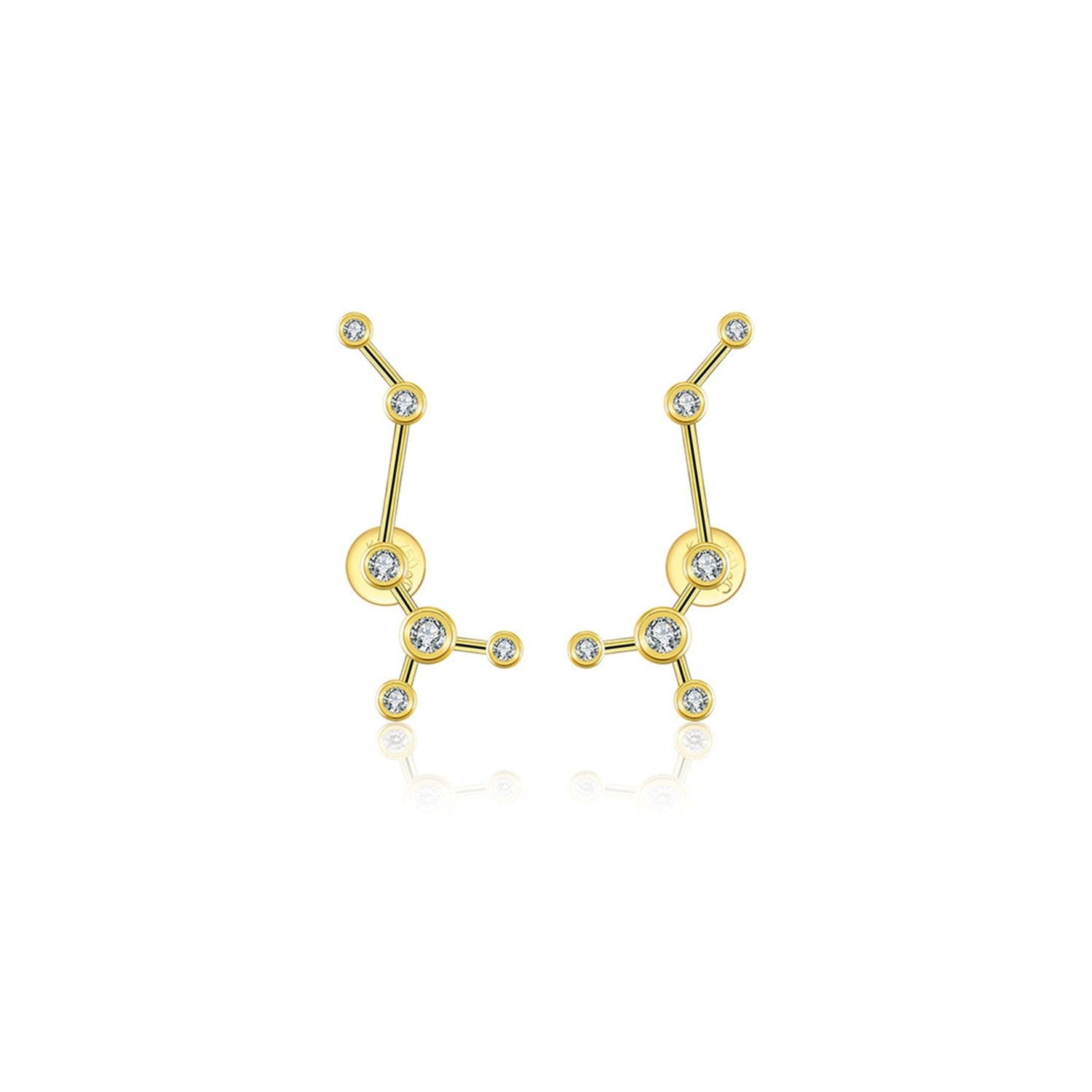 Scorpio Zodiac Constellation Earring 18K Yellow Gold & Diamond