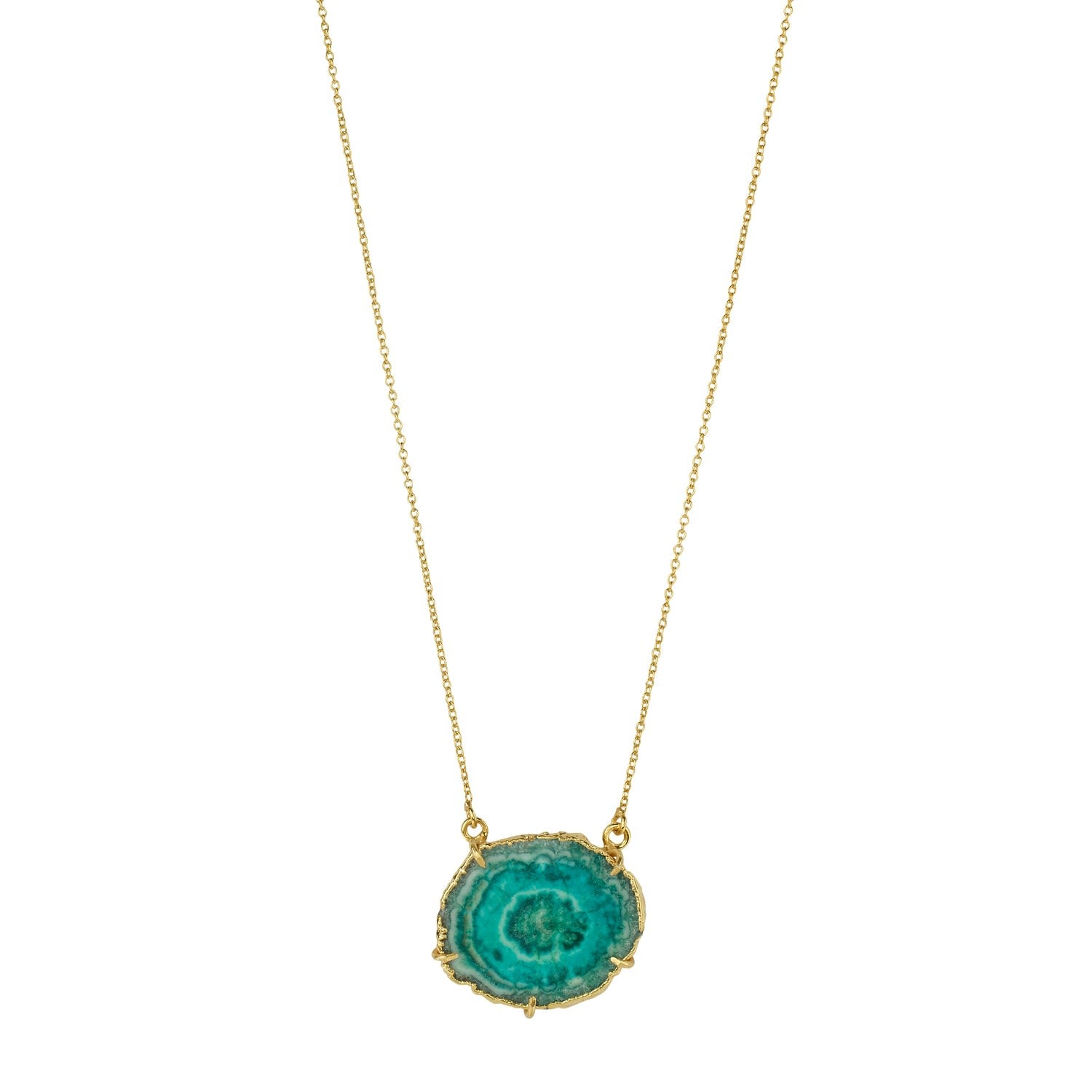 Aqua Green Gemstone Solar Power Gold Vermeil Necklace