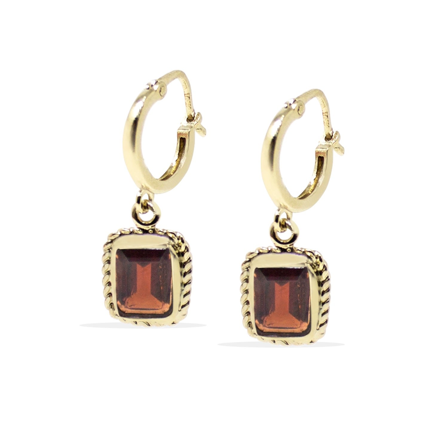 Luccichio Gold Vermeil Garnet Hoop Earrings