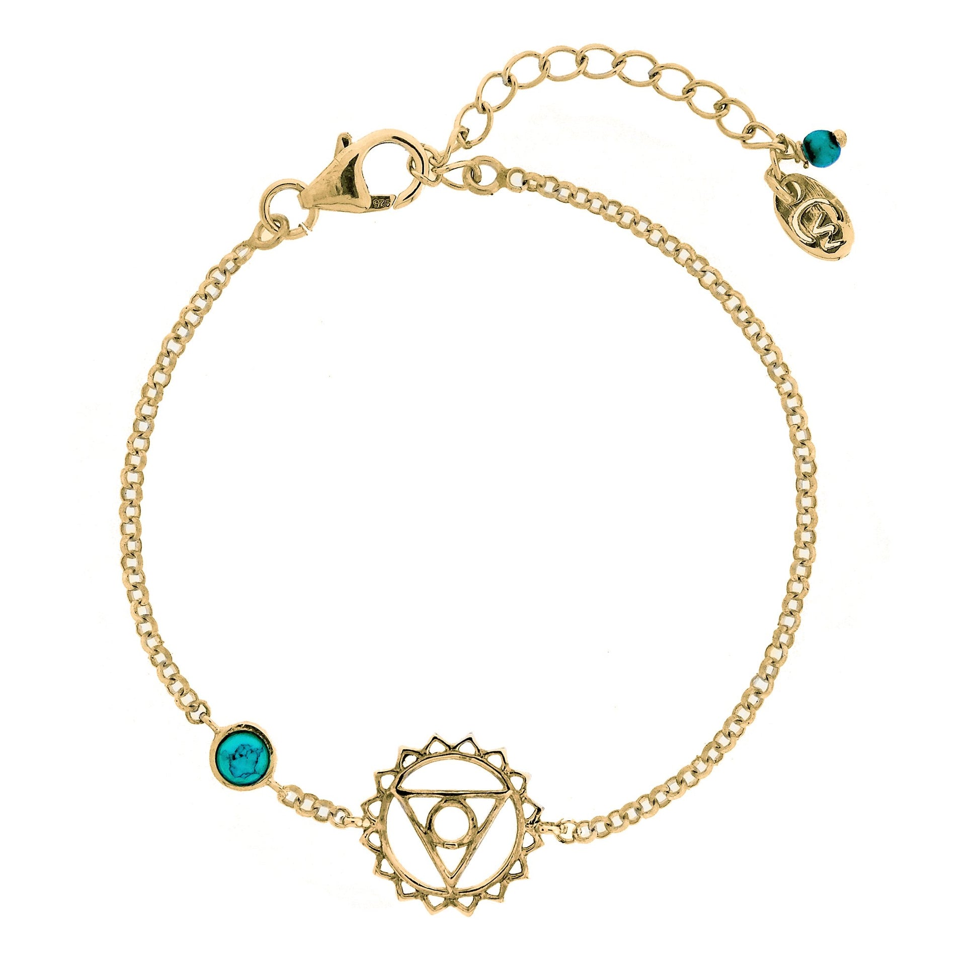 Throat Chakra Gold Vermeil Bracelet - Turquoise
