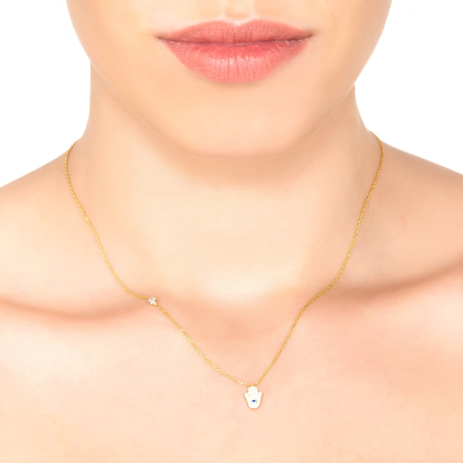 Hamsa Hand Necklace Gold