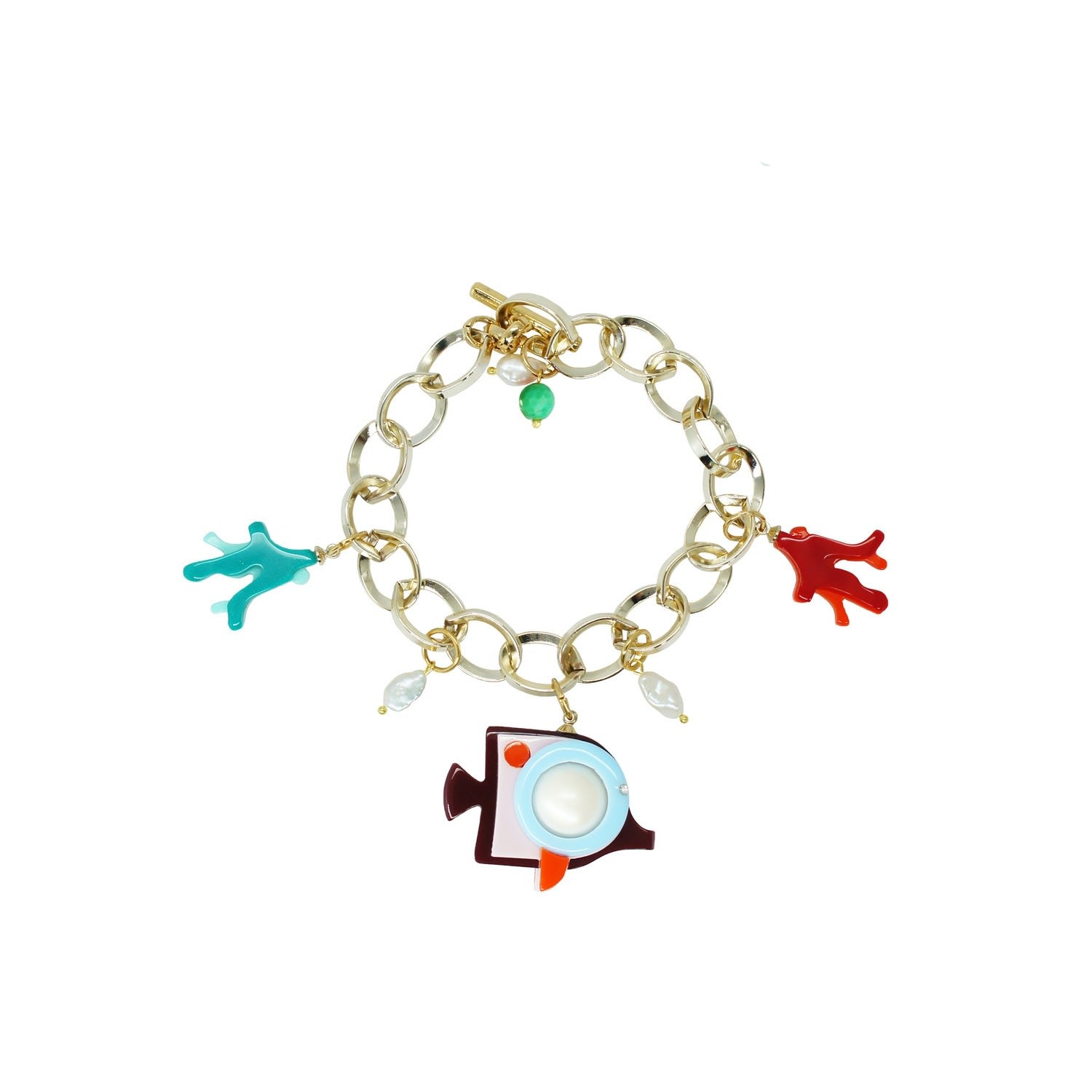 Handmade Bracelet Charm Fish Angel Burgundy