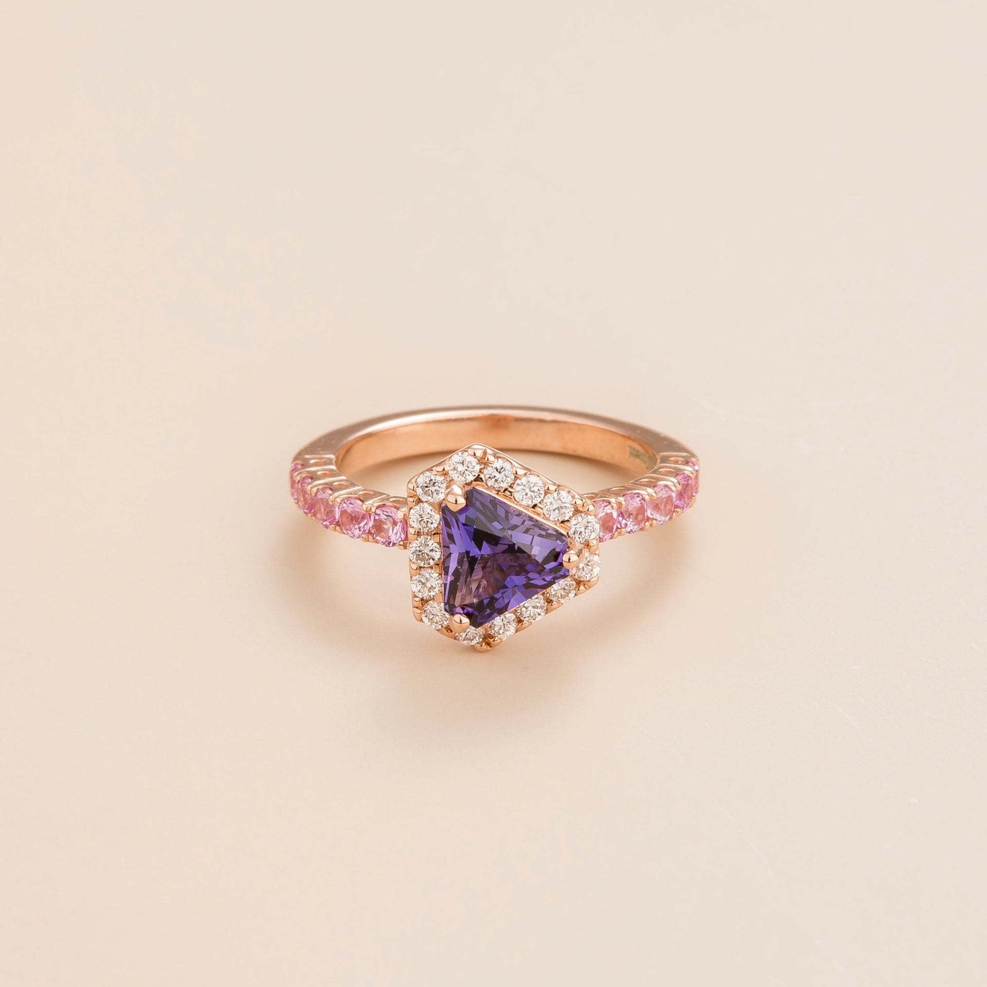 Diana Rose Gold Ring Purple Sapphire, Diamond, Pink Sapphire