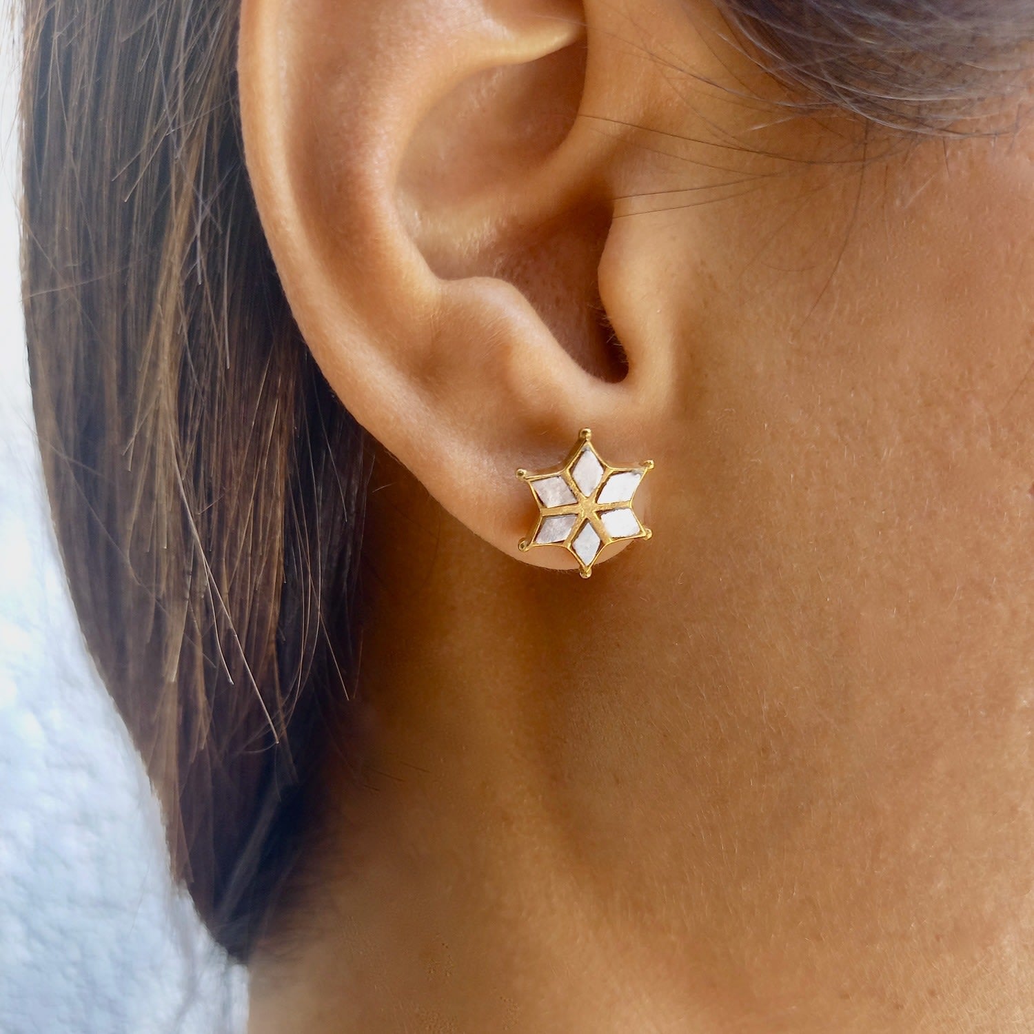 Mirror Star Stud Earrings - Gold Vermeil & Mirror
