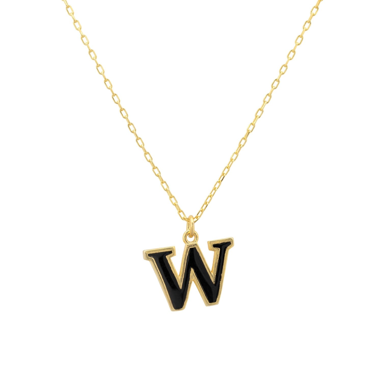 Initial Enamel Necklace Gold W